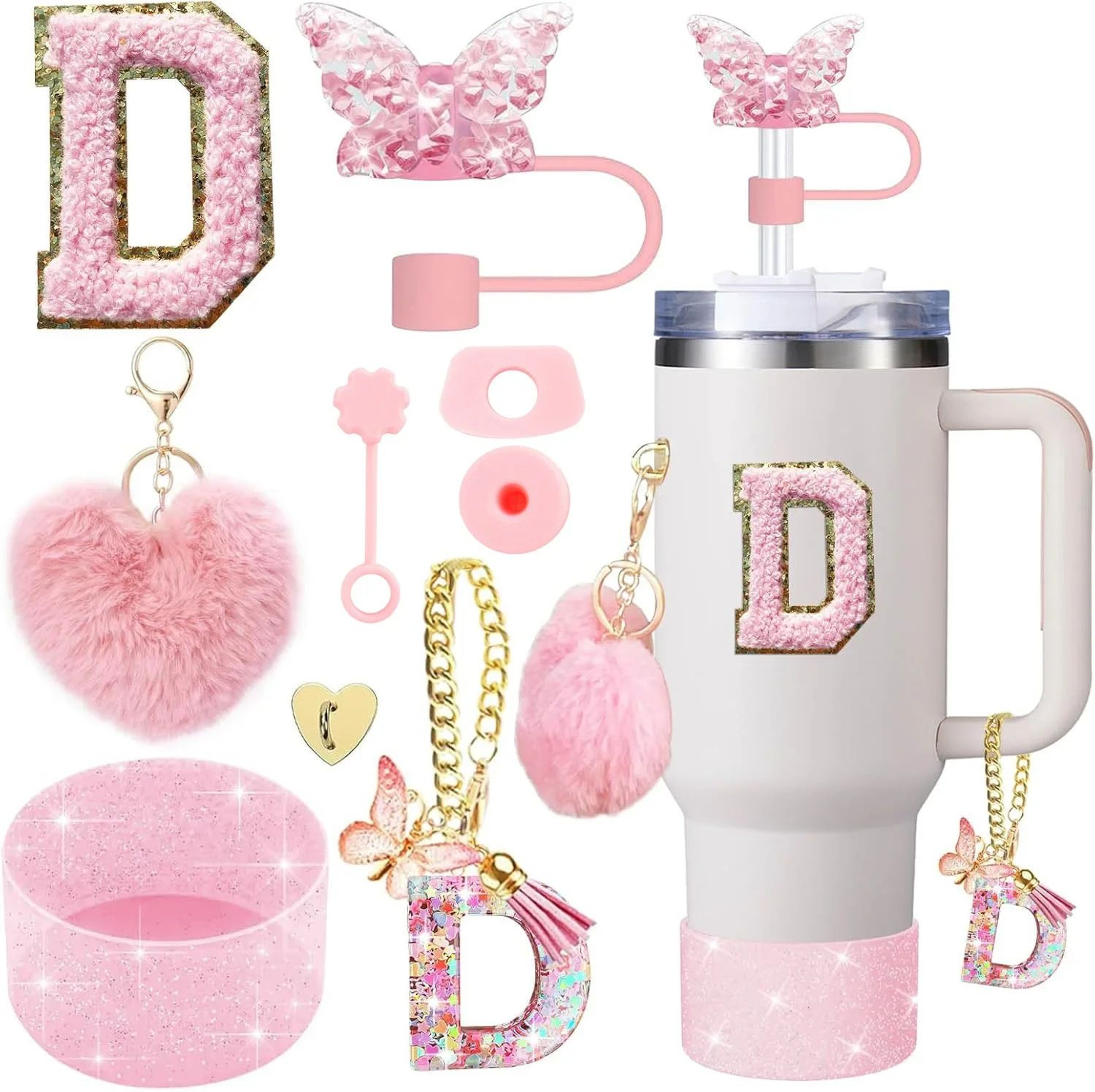 9pcc Stanley Cup Accessories Set  Silicone Boot Butterfly Straw Cover SpillProof Stopper  Initial C 9