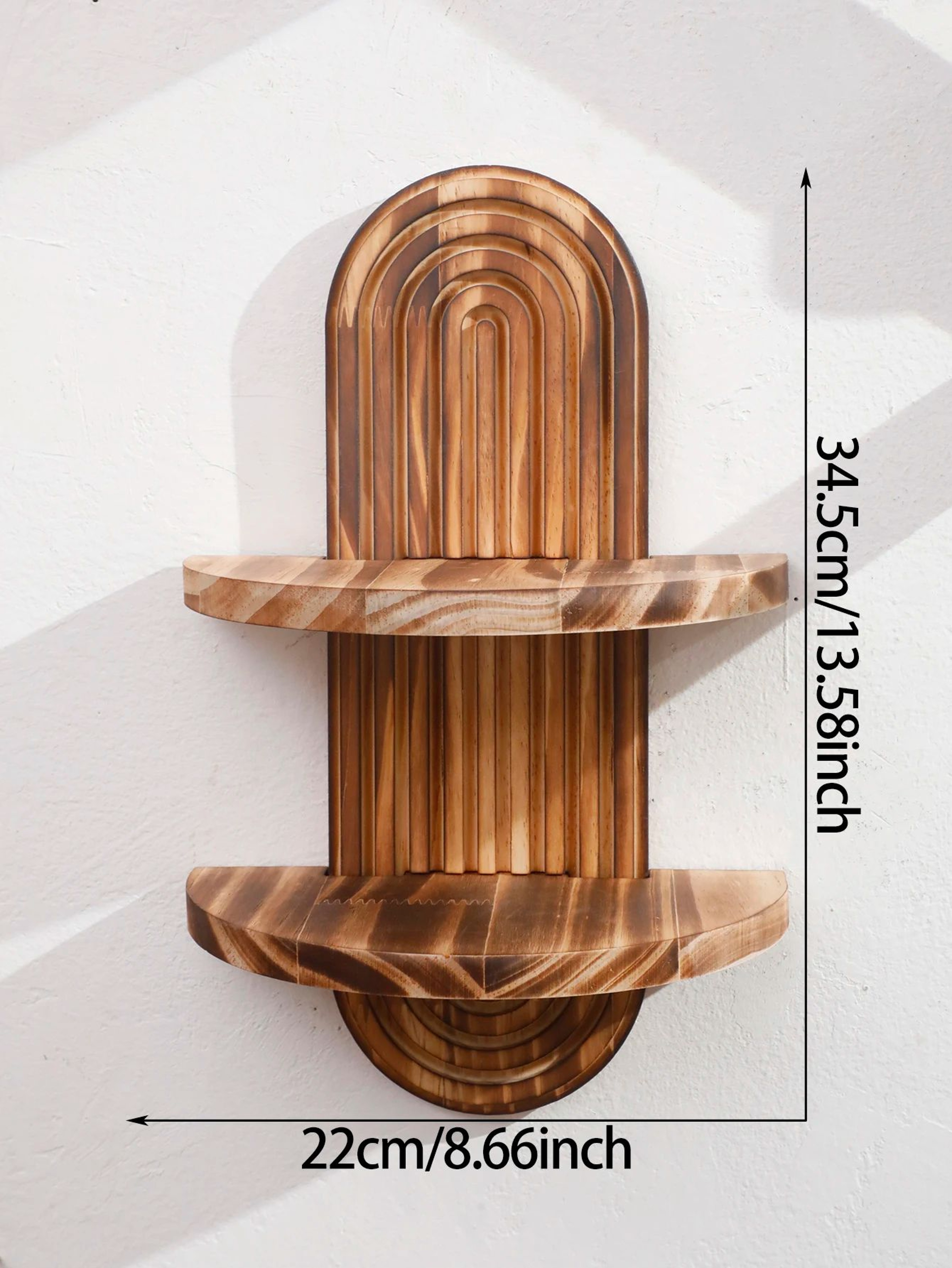 Boho Geometric Wooden Wall Shelves  Natural Wood Floating Display Shelves For Plants  Home Decor 8