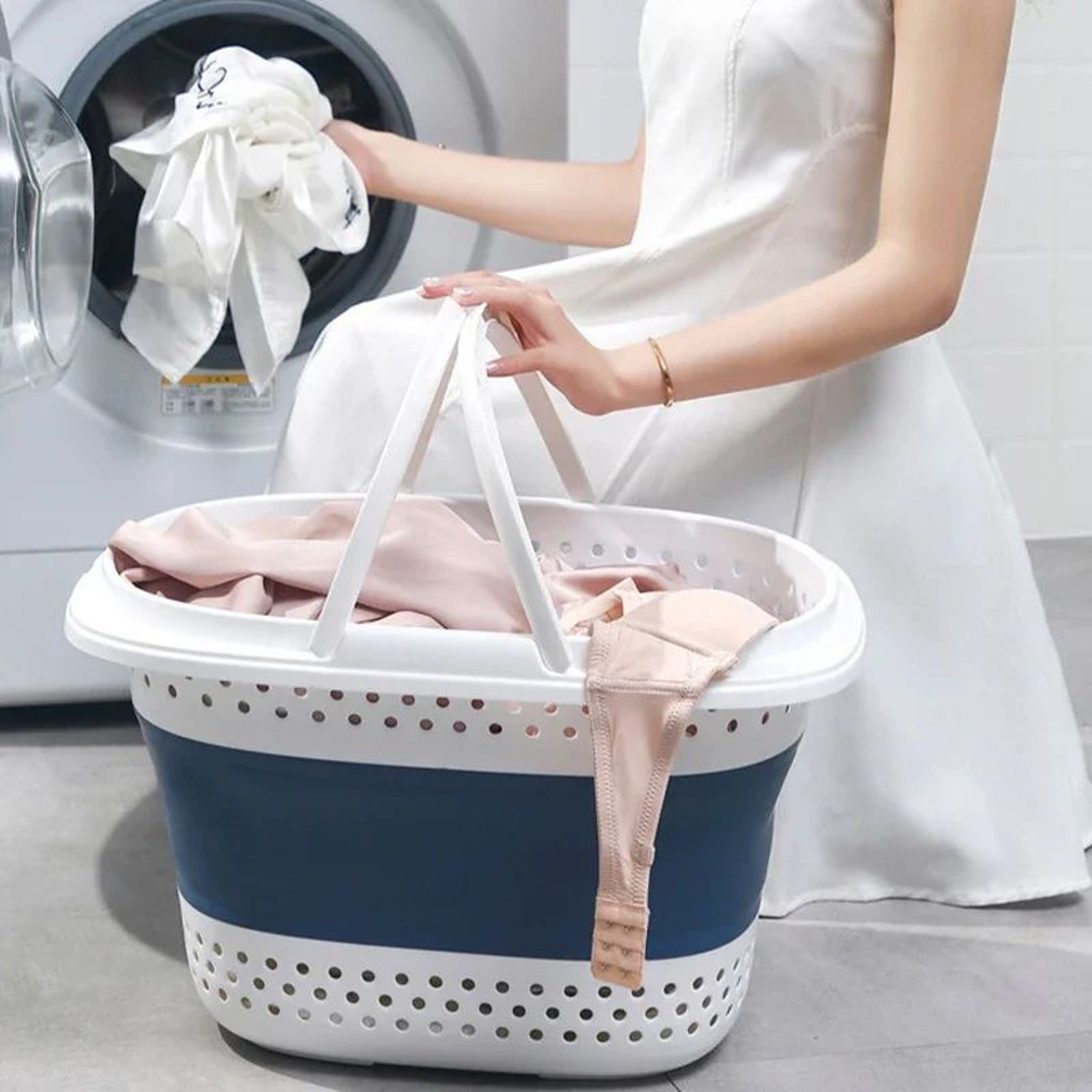 Collapsible Folding Laundry Basket  Large Capacity PopUp Plastic Clothes Hamper With SpaceSaving De 0