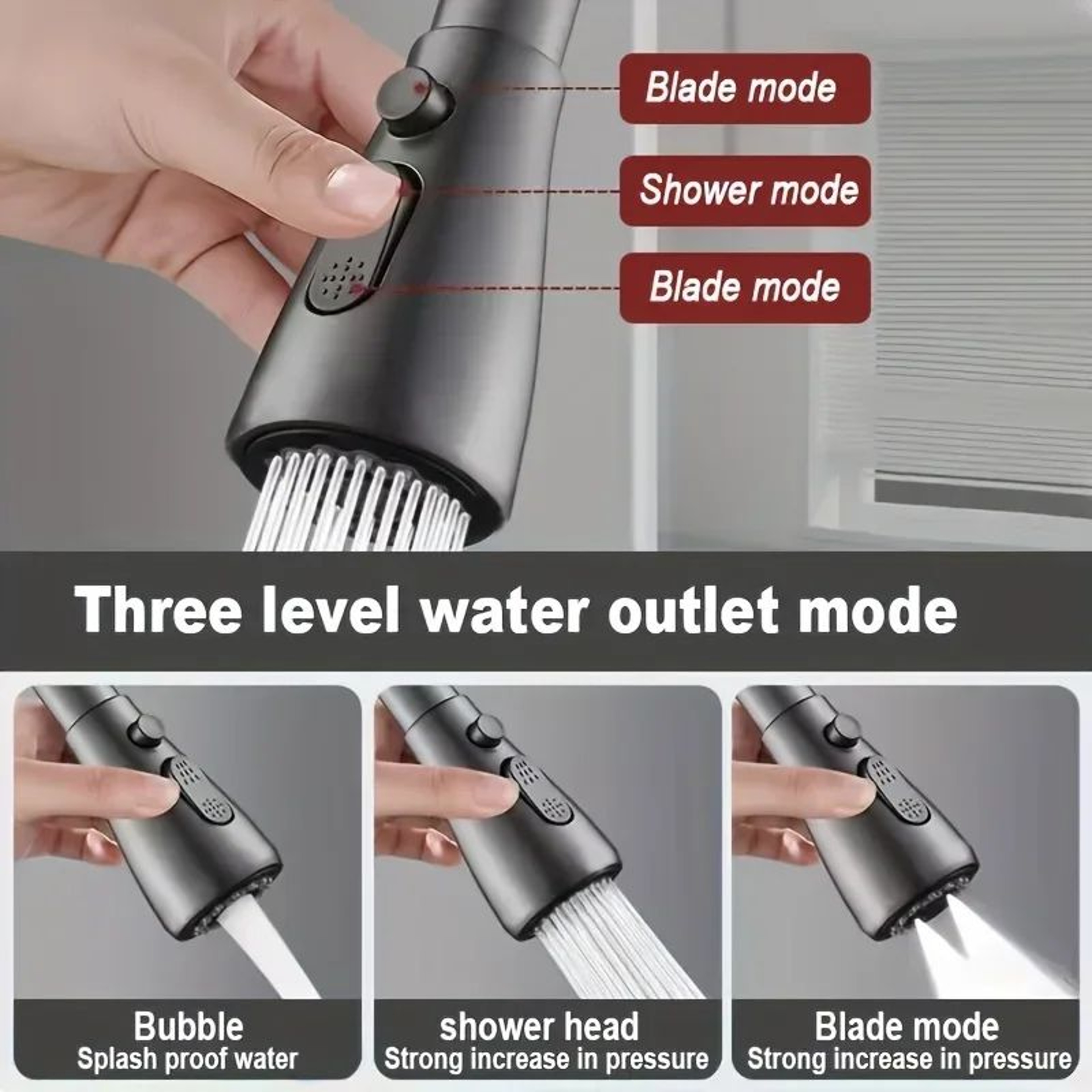 3in1 Faucet Sprayer Nozzle  Multifunction ABS Kitchen Sink Spray Head With Adjustable Modes 3