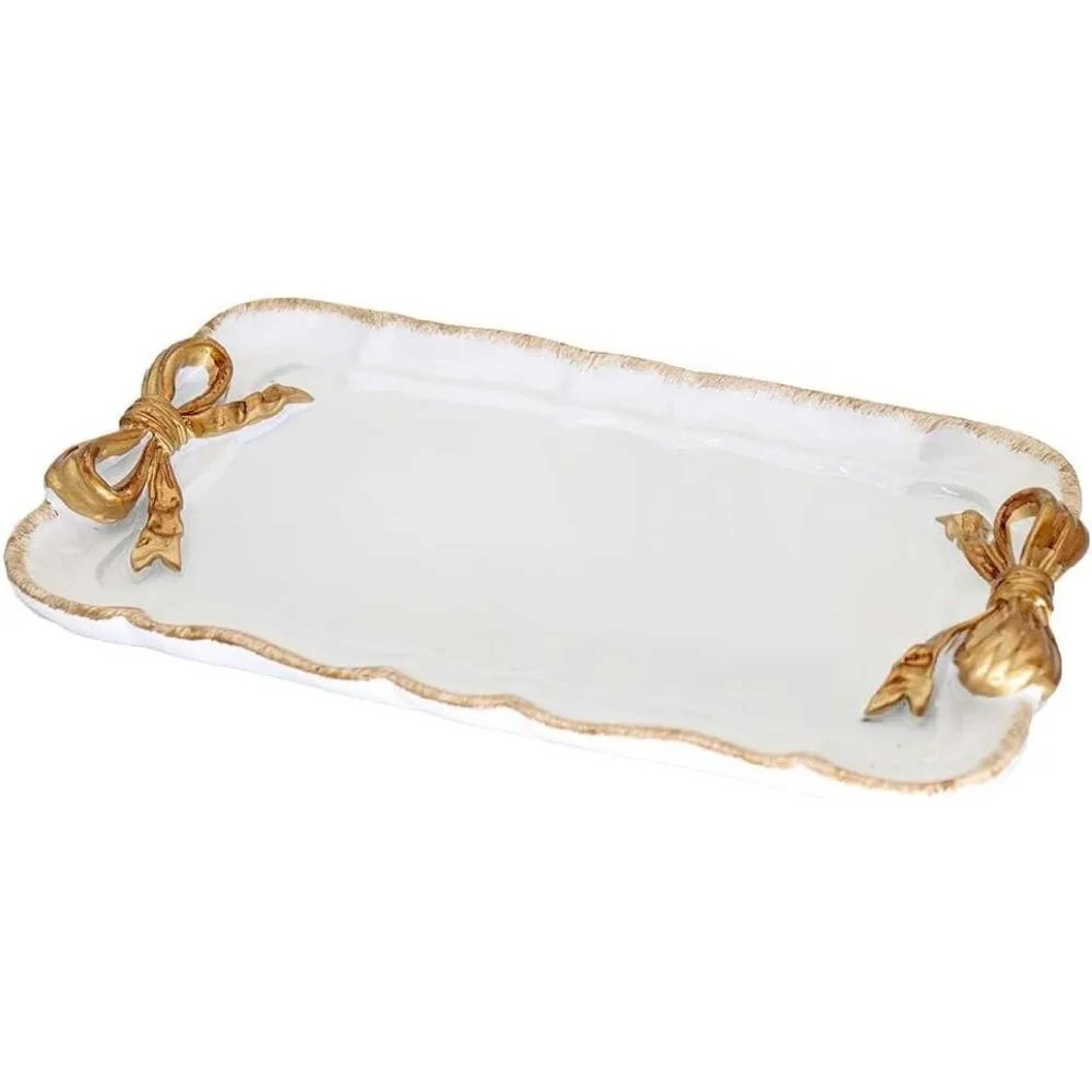 Vintage Resin Jewelry Tray With Bow Design Decorative Organizer For Rings Necklaces  Vanity Storage 3