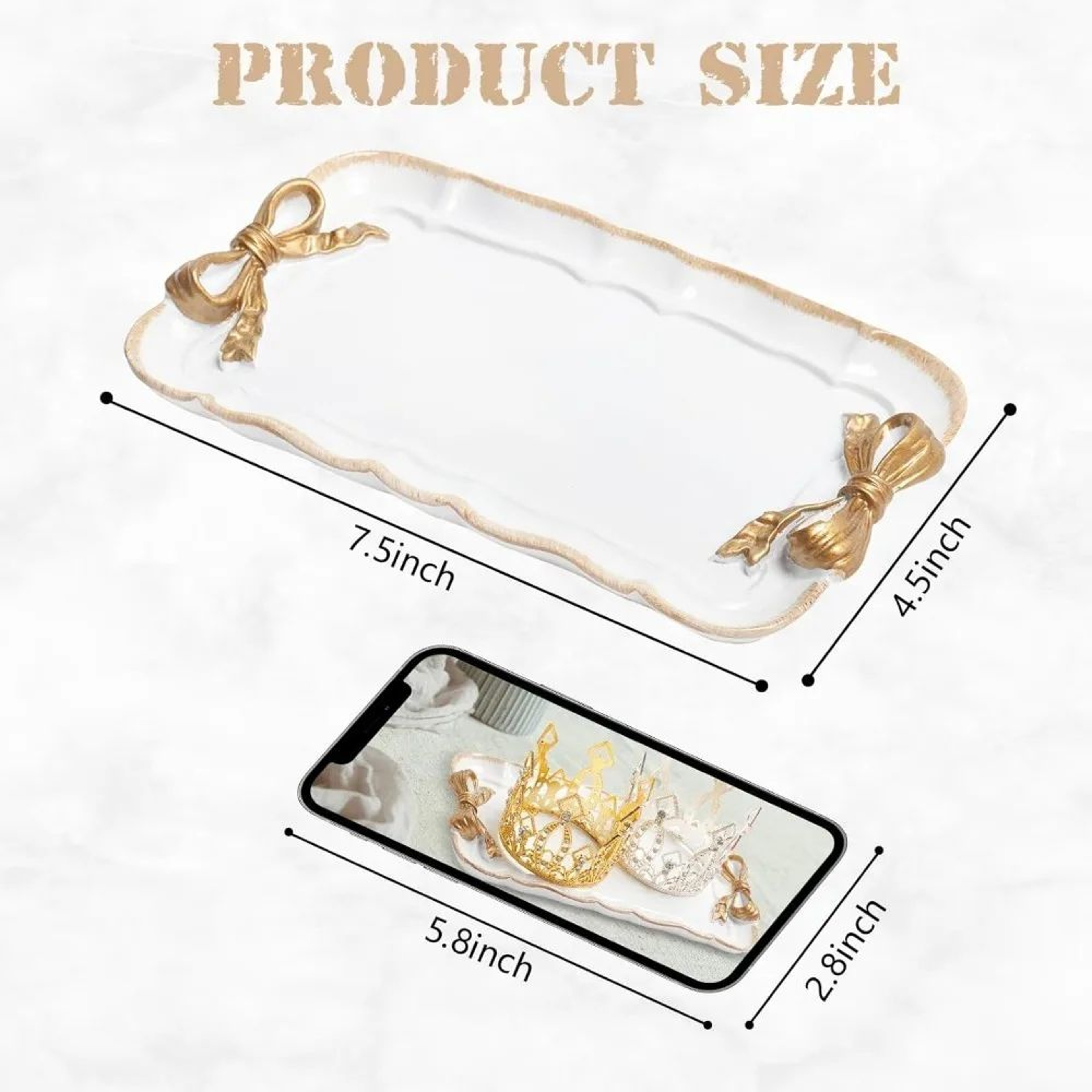 Vintage Resin Jewelry Tray With Bow Design Decorative Organizer For Rings Necklaces  Vanity Storage 4