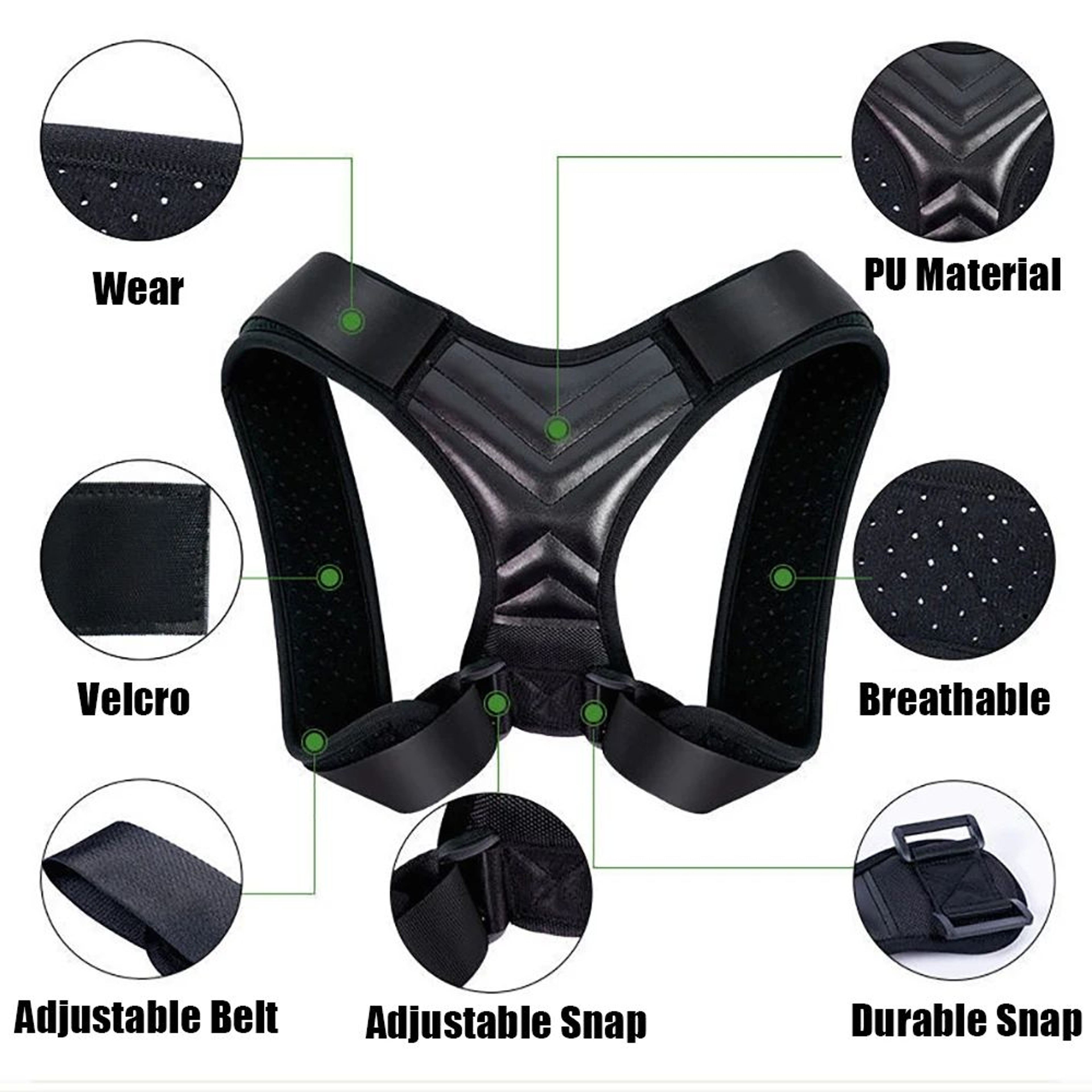 Adjustable Back Posture Corrector Brace  Shoulder Support  Neck Alignment Belt For Men  Women 1
