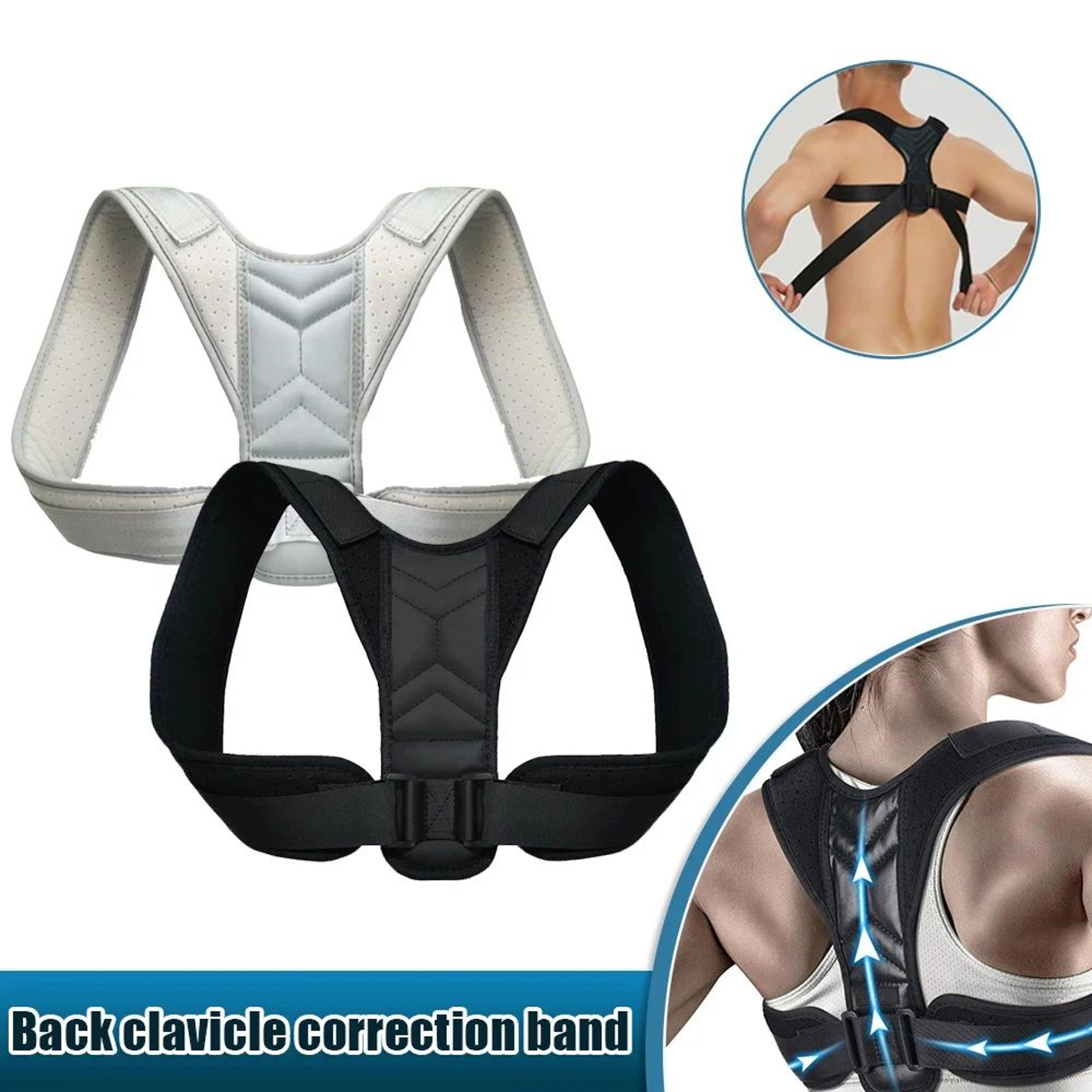 Adjustable Back Posture Corrector Brace  Shoulder Support  Neck Alignment Belt For Men  Women 0