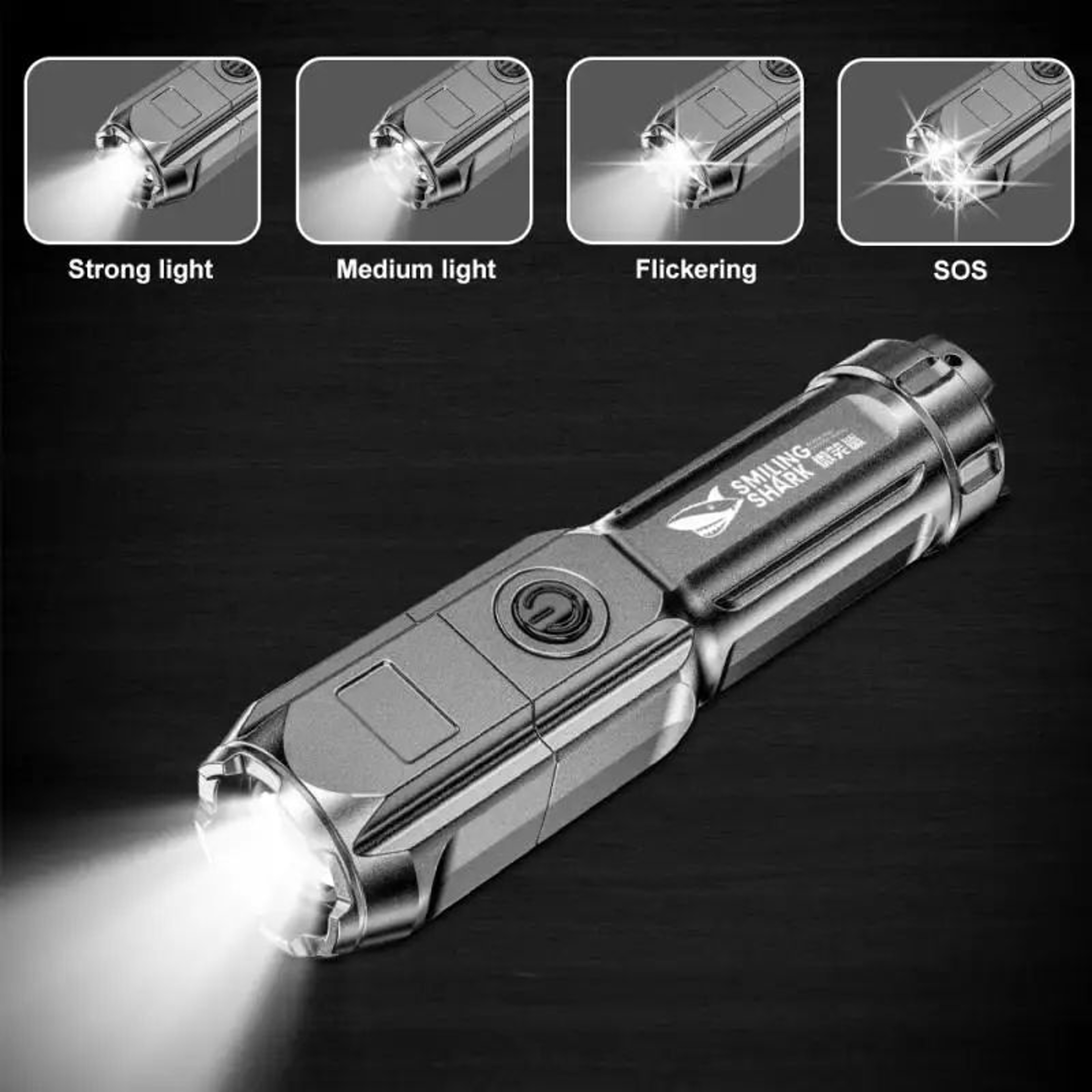 Rechargeable LED Tactical Flashlight  USB Waterproof Zoom Torch With High Lumen Output 0