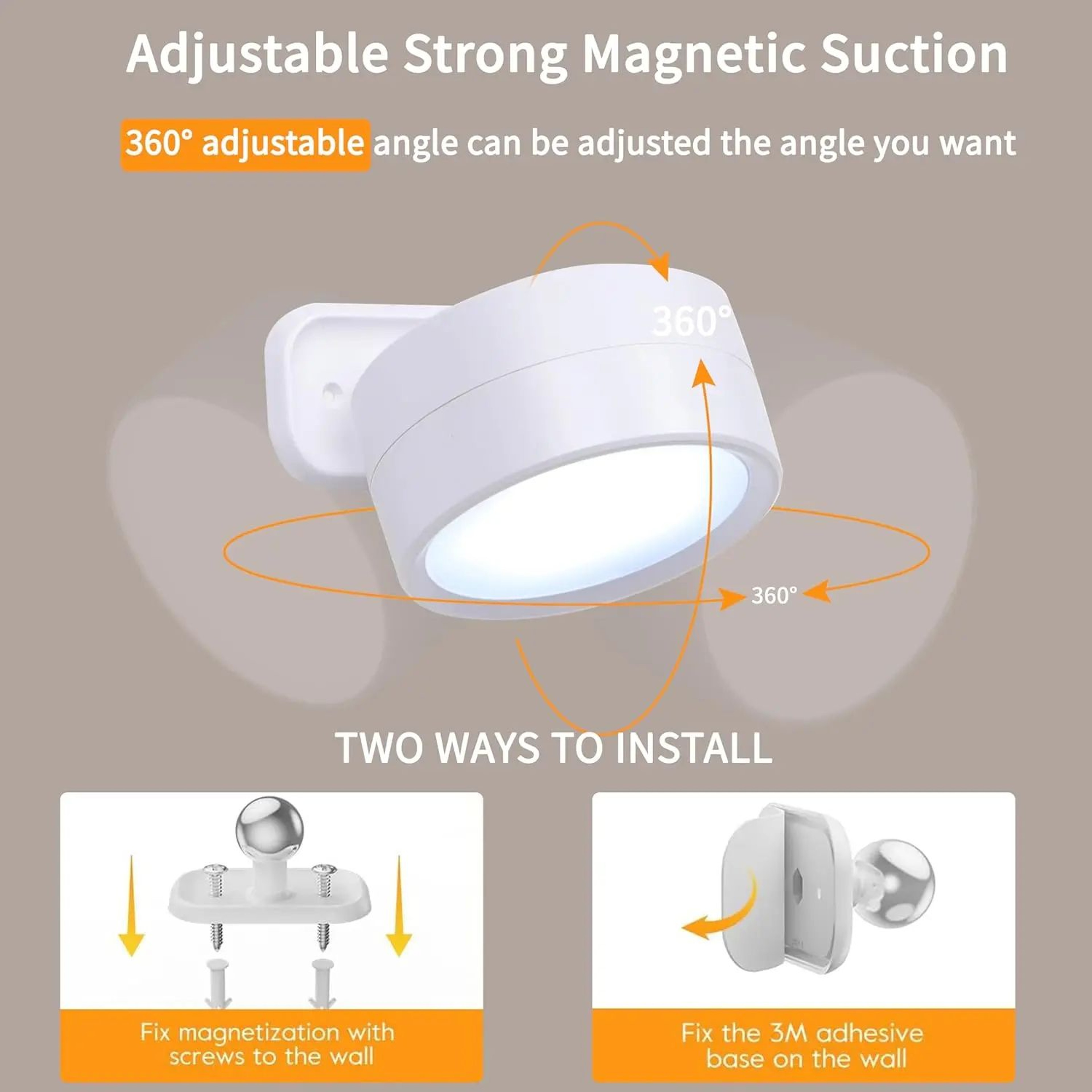 Rechargeable RGB LED Wall Lamp With Remote Touch Control  Magnetic 360 Rotation Night Light 3