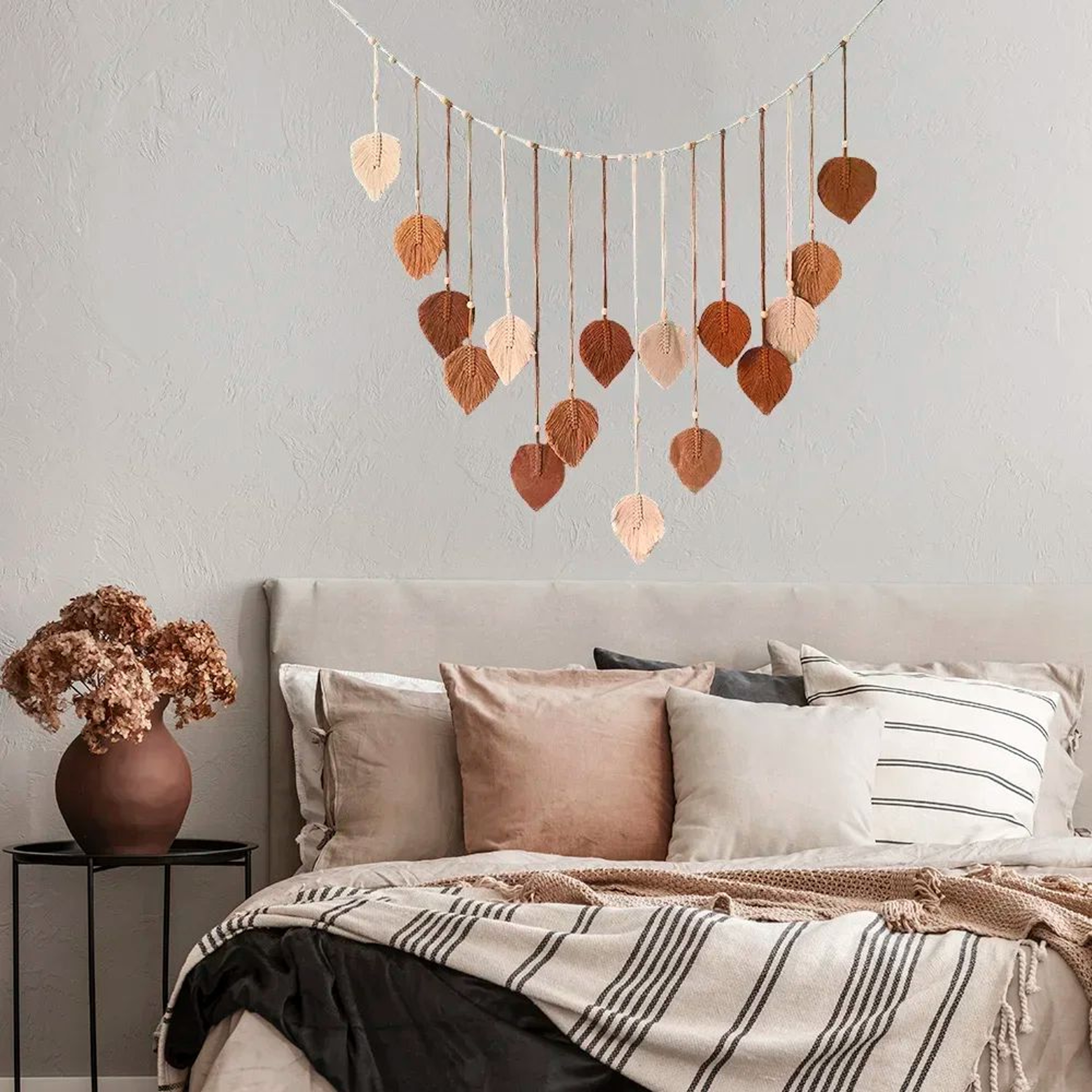 Boho Macrame Leaf Wall Hanging Handmade Macrame Tapestry Wall Art For Bedroom  Living Room Decor 2