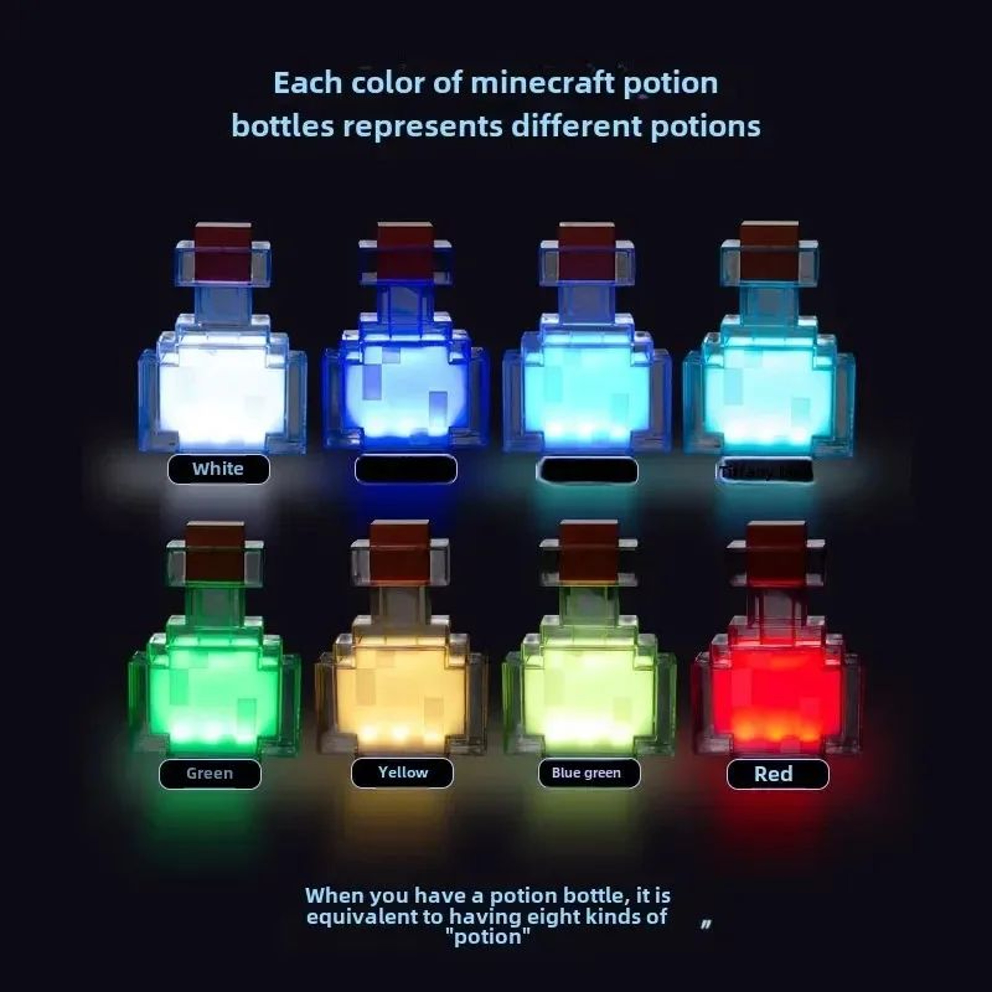 MC Game LED Night Light Rechargeable Color Changing Bottle Lamp For Kids Room Decor  Gaming Gift 4