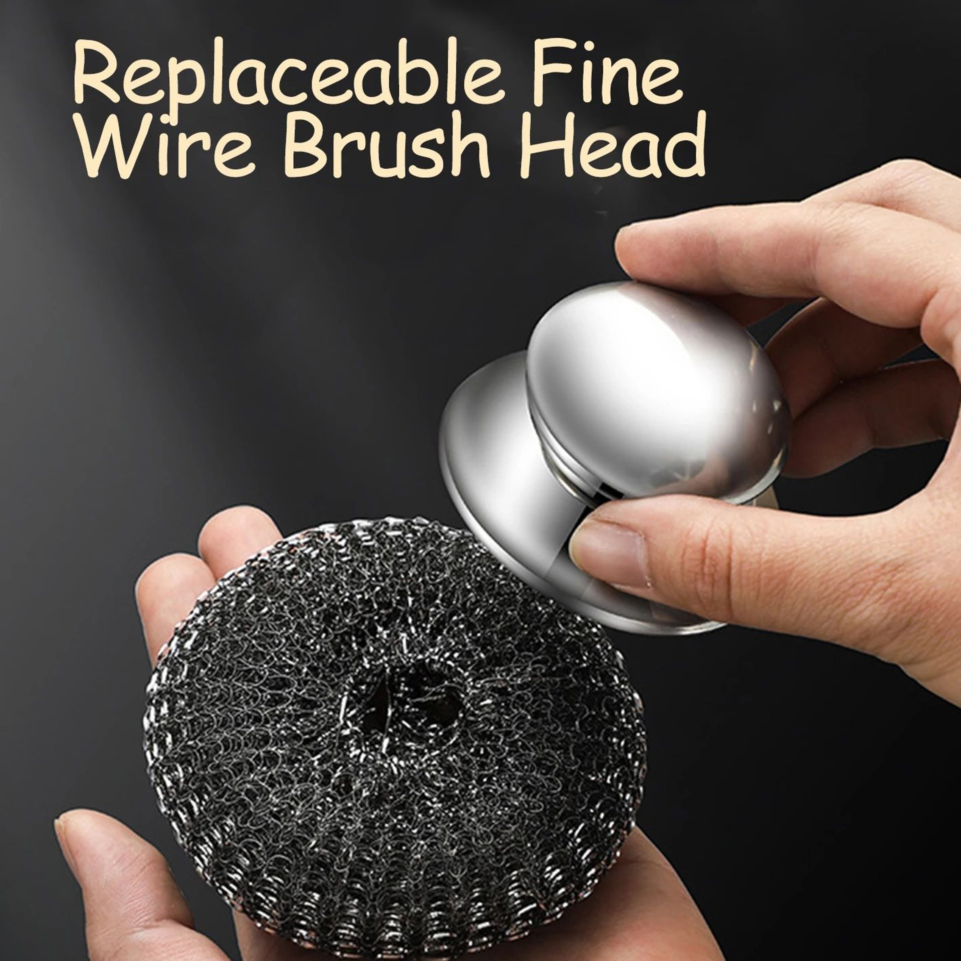 Stainless Steel Wool Scrubber Brush With Handle  HeavyDuty Dish  Grill Cleaning Brush For Pots Pans 1