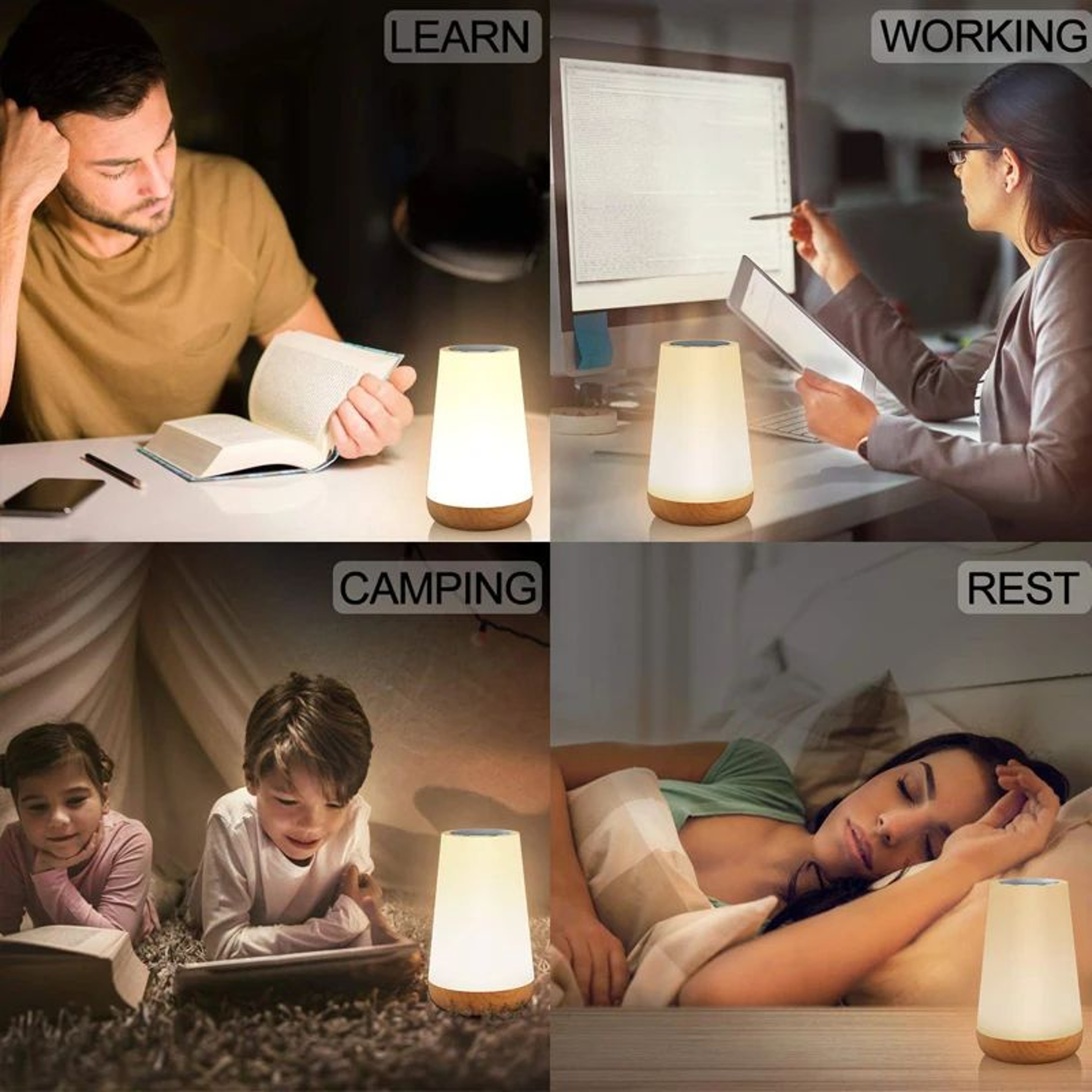RGB Touch Table Lamp With Remote  13 Color Changing Dimmable USB Rechargeable Bedside Night Light 3