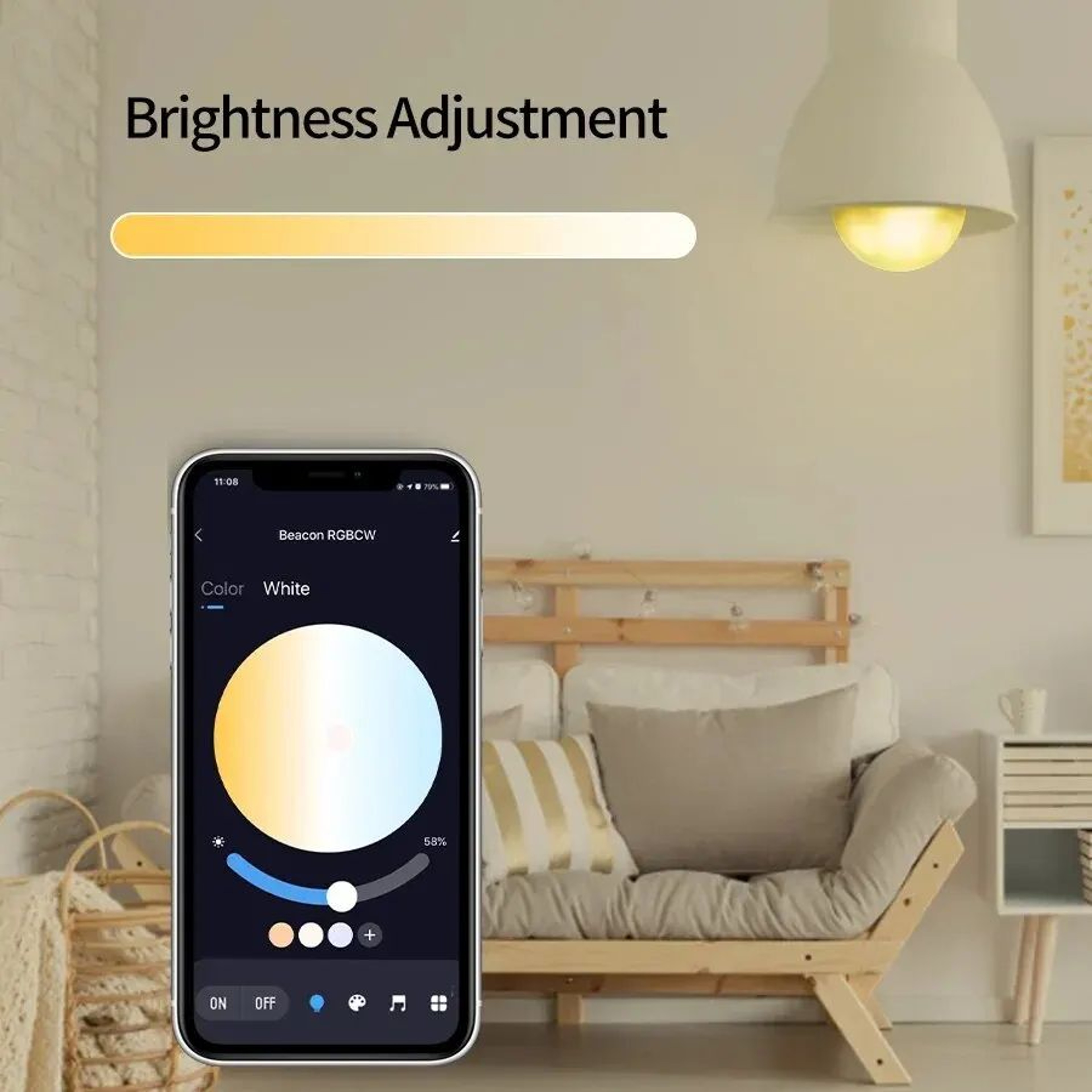 E27 Smart LED RGB Bulb 15W  Bluetooth App Control Dimmable Color Changing Light With Music Sync 3