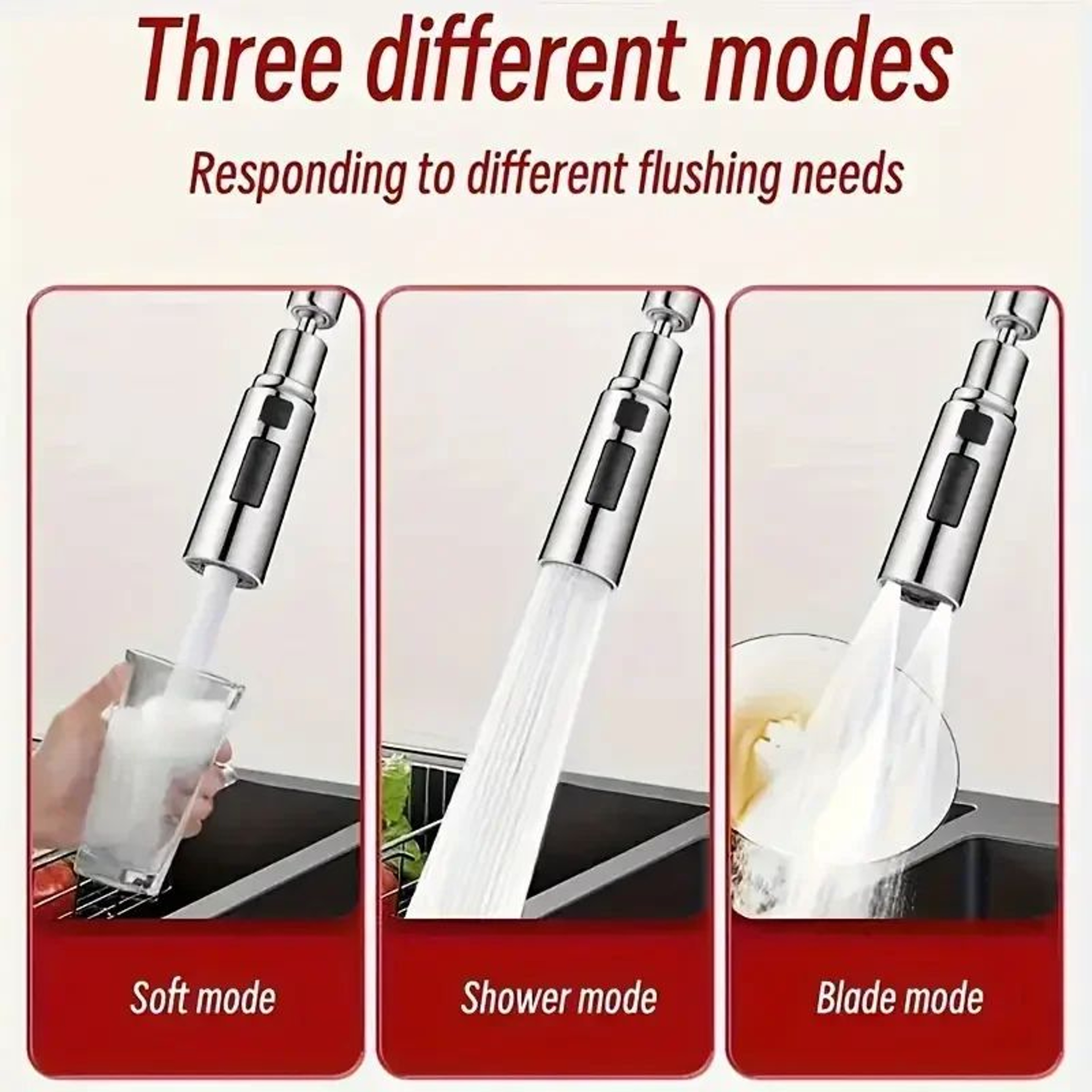 3Mode AntiSplash Faucet Extender With Filter  Universal Metal Water Saving Tap Sprayer Head 5
