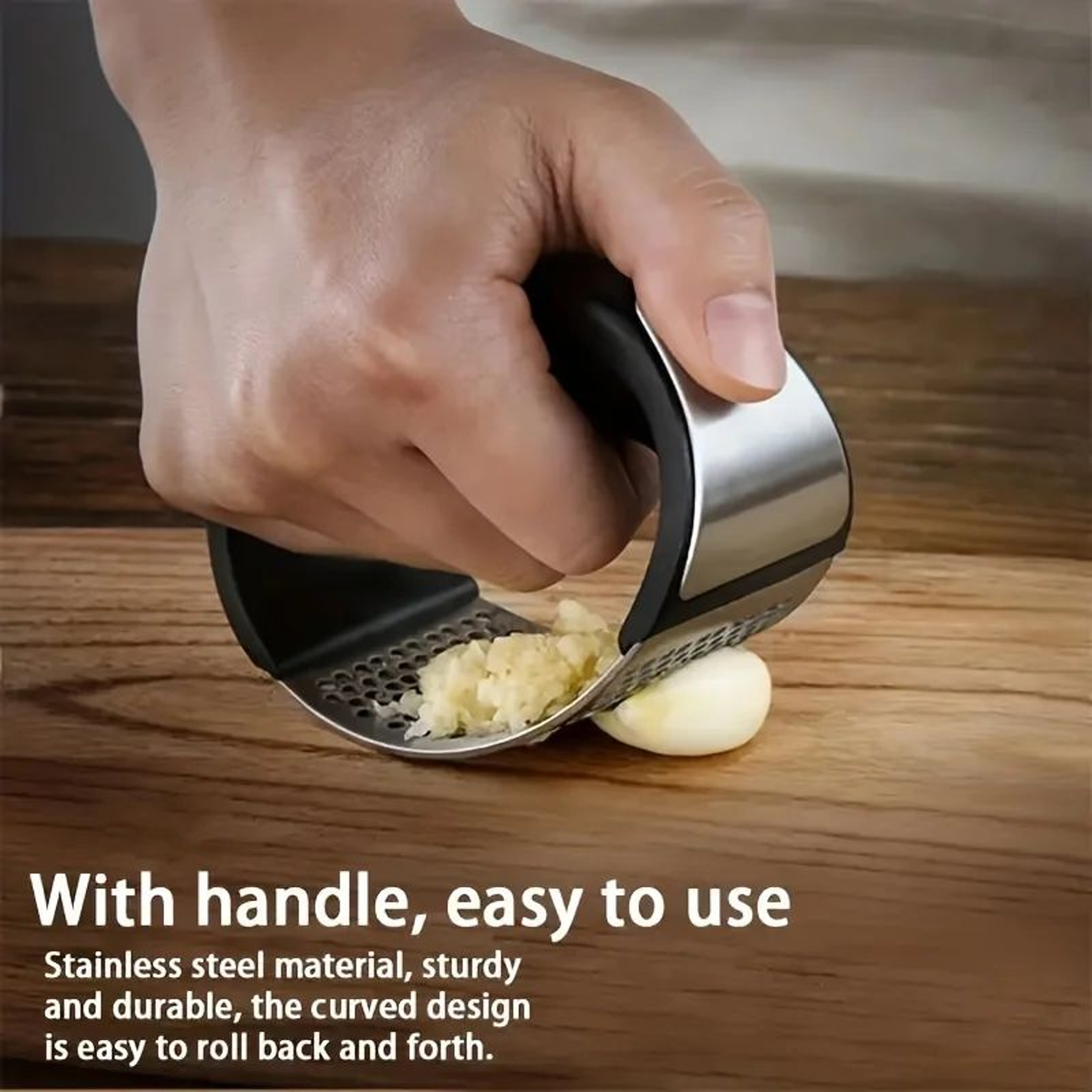 4in Stainless Steel Garlic Press  Heavy Duty Garlic  Ginger Mincer Easy Clean Kitchen Tool 2