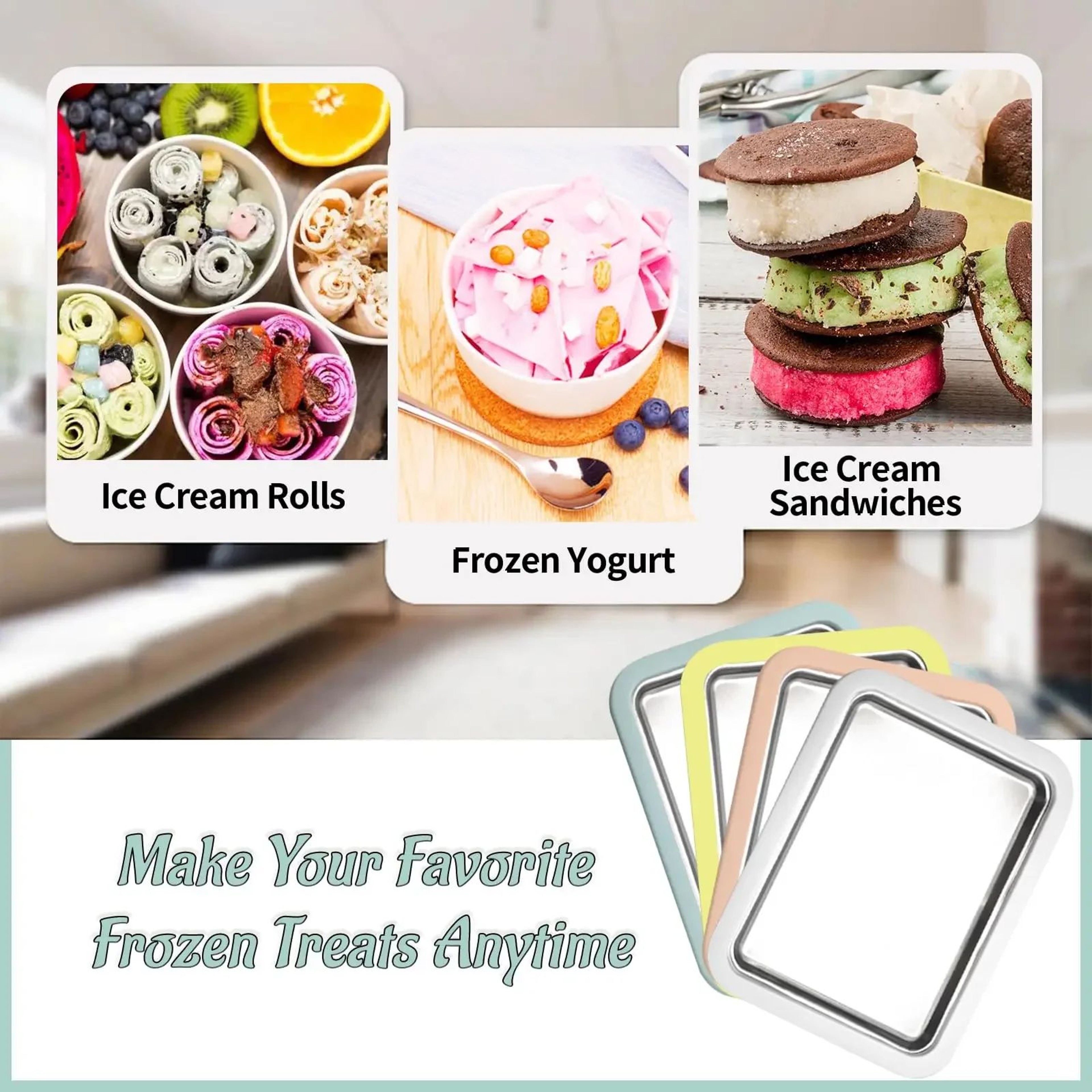 DIY Rolled Ice Cream Pan  Frozen Yogurt  Fried Ice Cream Maker With Scrapers 3
