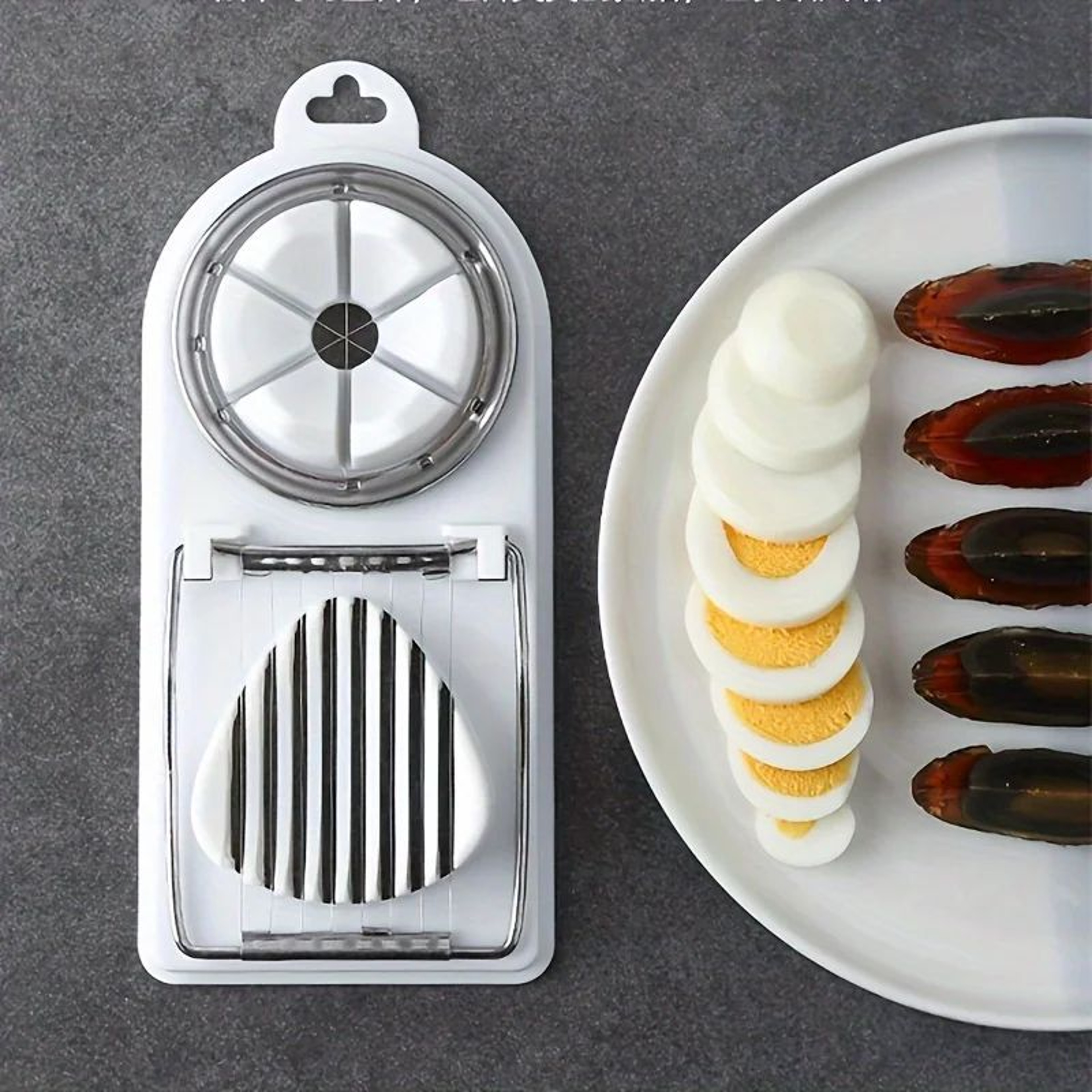 Stainless Steel Egg Slicer  Fruit Cutter  2in1 Multifunction Kitchen Cutting Tool 3