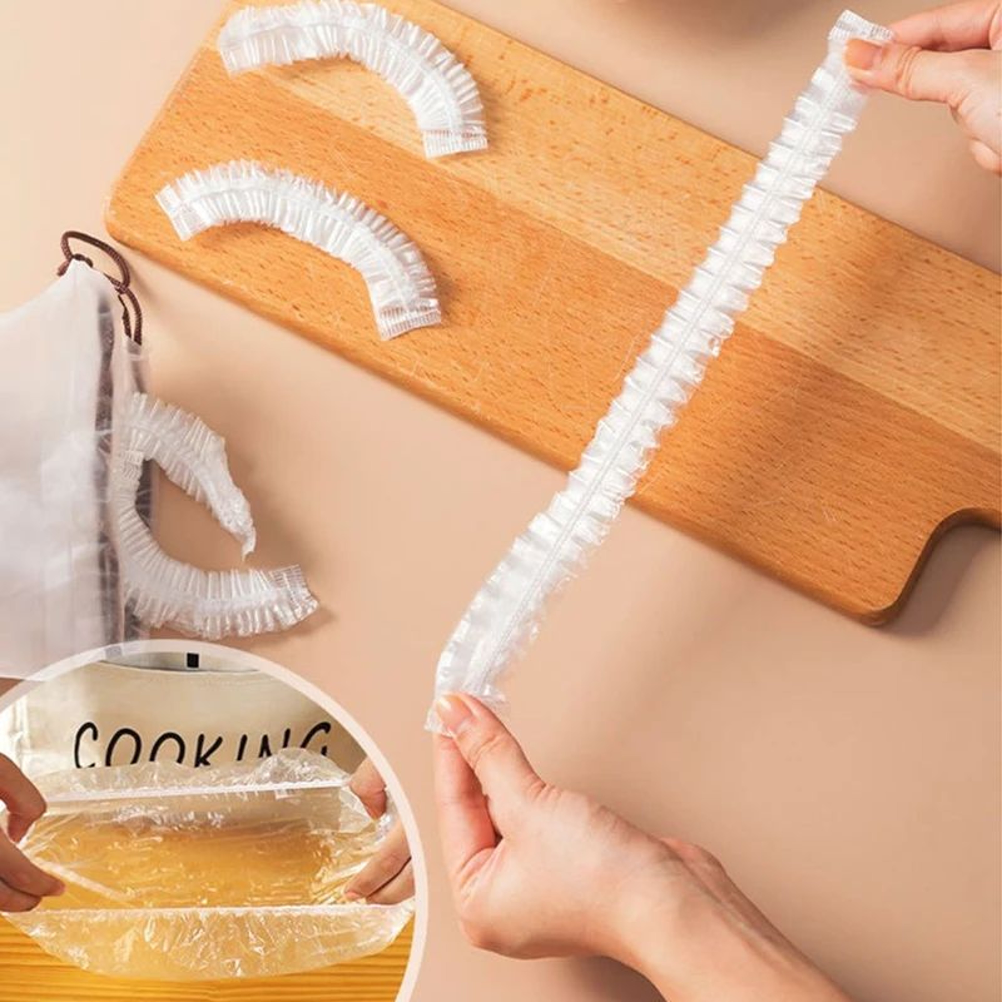 100pcs Disposable Elastic Food Cover Set  Stretchable Cling Film Bowl Covers For Fresh Keeping 1