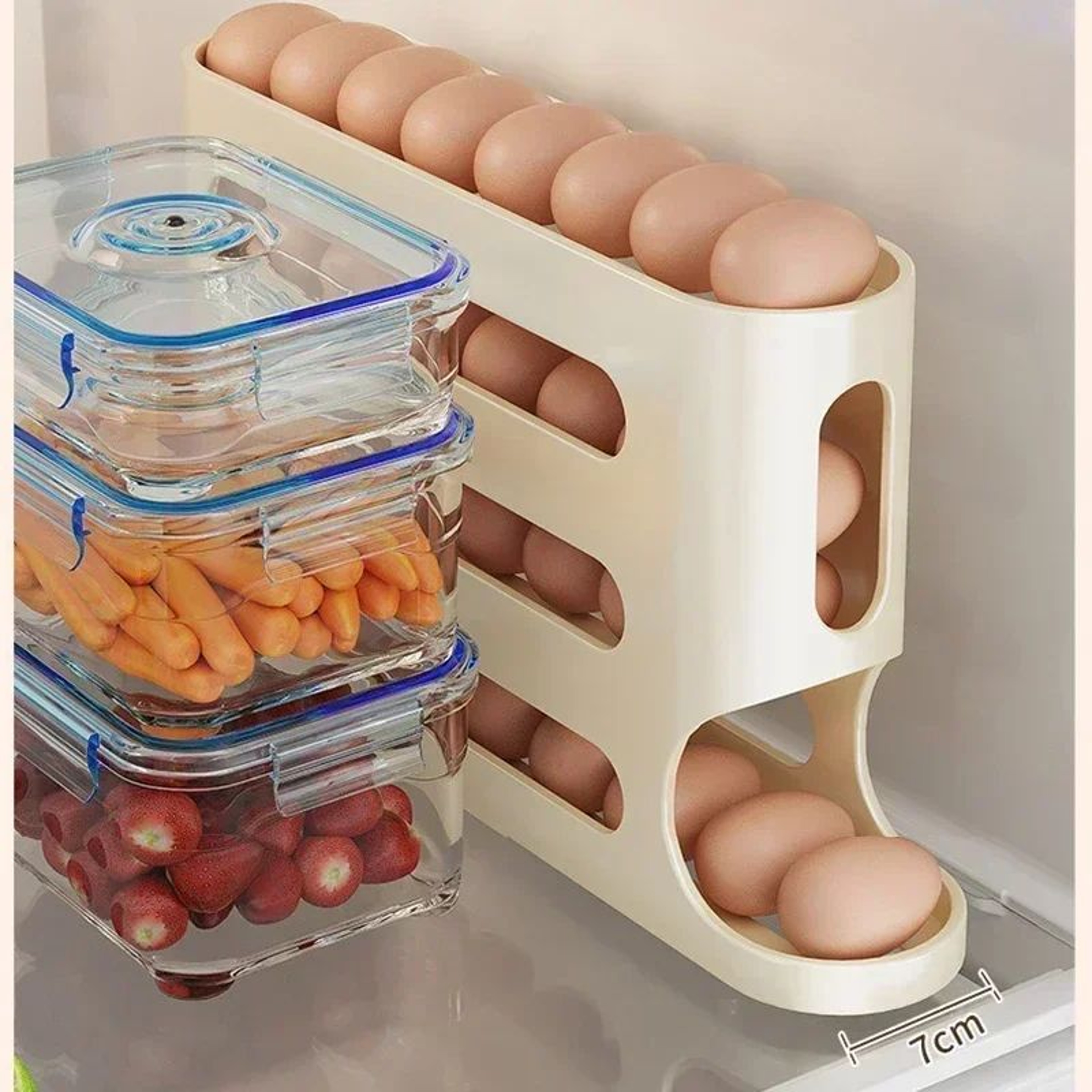 24 Layer Rolling Egg Storage Rack  Gravity Feed Refrigerator Egg Organizer Box 5