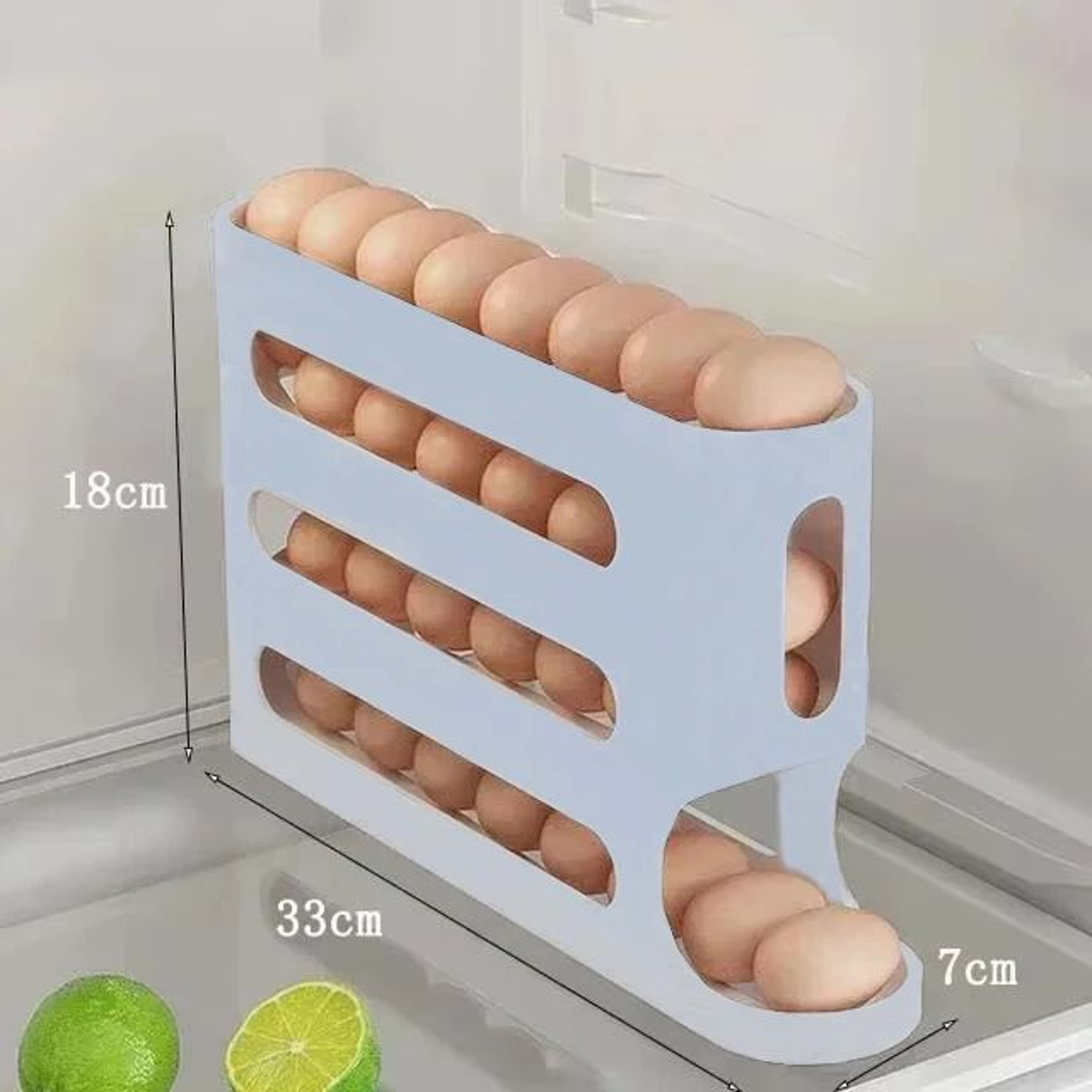 24 Layer Rolling Egg Storage Rack  Gravity Feed Refrigerator Egg Organizer Box 9
