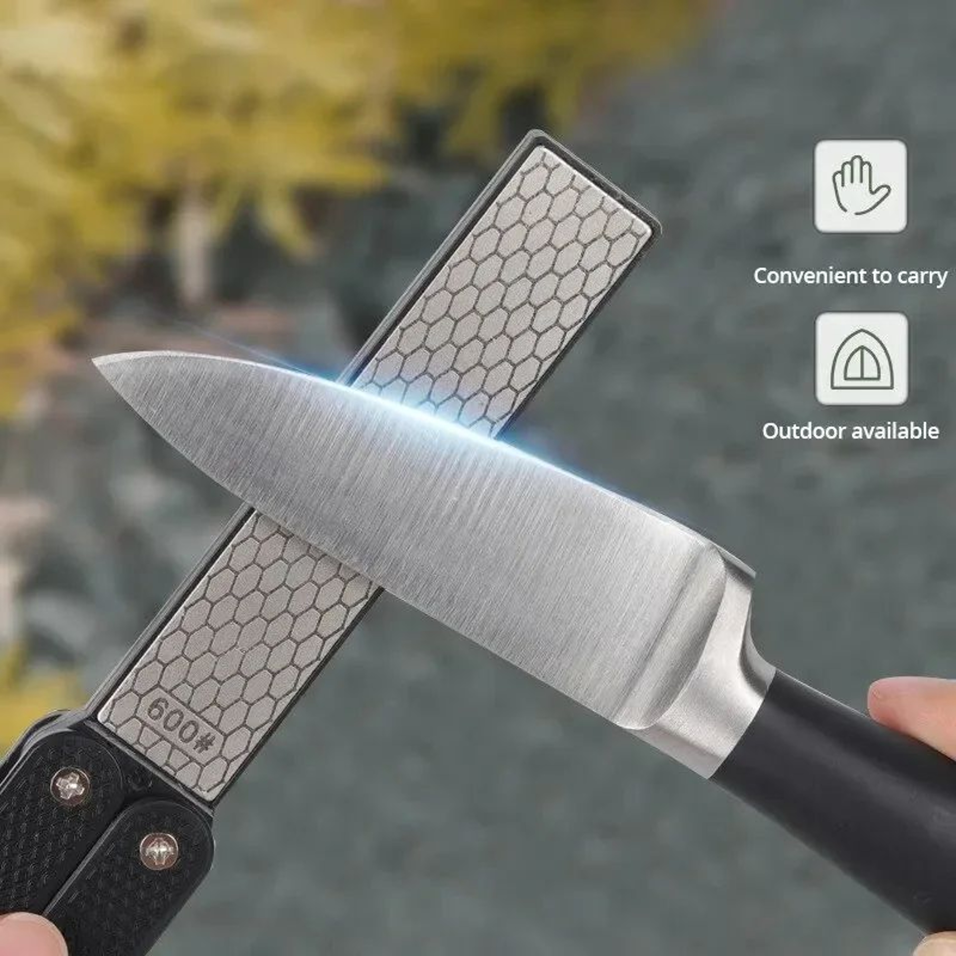 Portable Diamond Knife Sharpener  DoubleSided 400600 Grit Folding Sharpening Stone 1