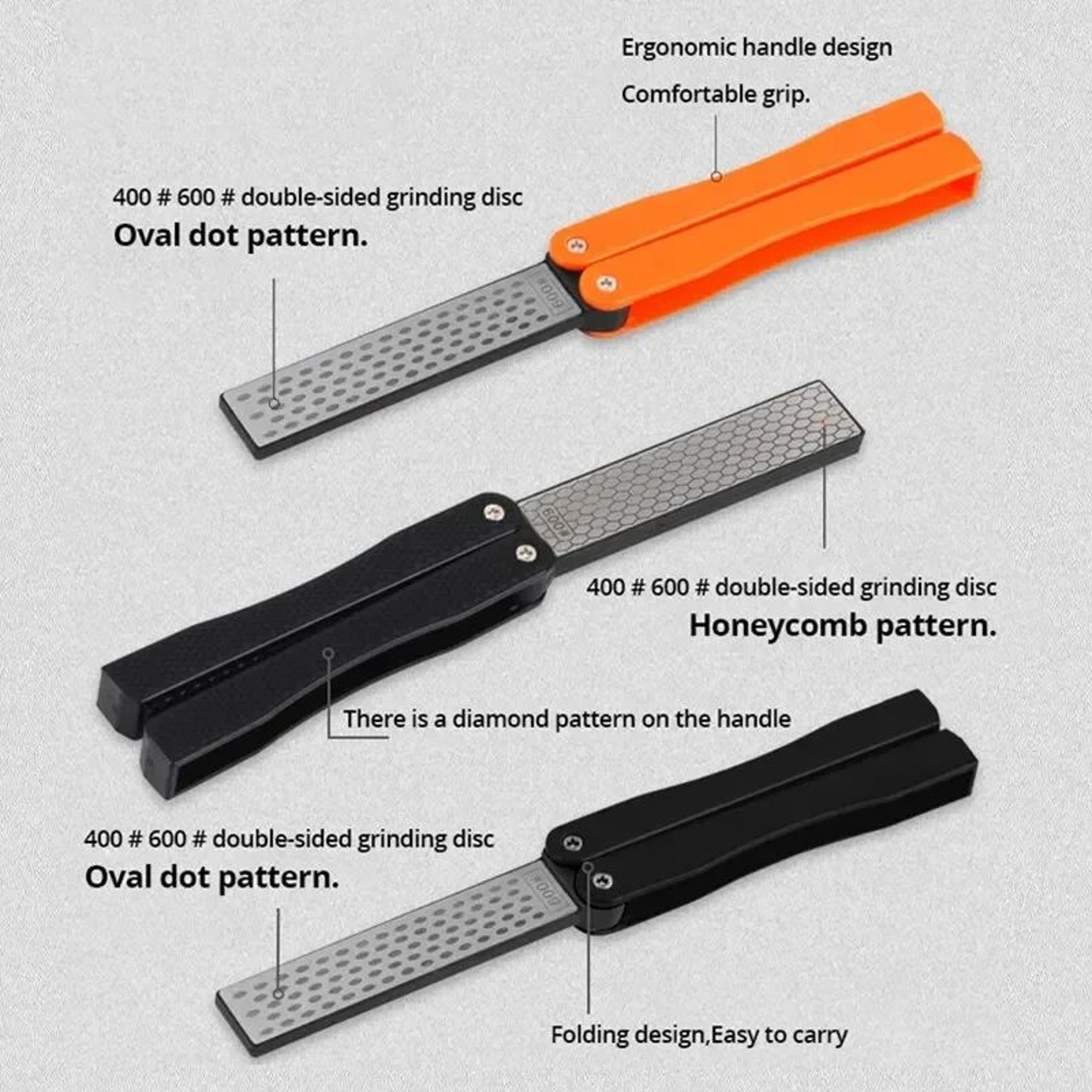 Portable Diamond Knife Sharpener  DoubleSided 400600 Grit Folding Sharpening Stone 3