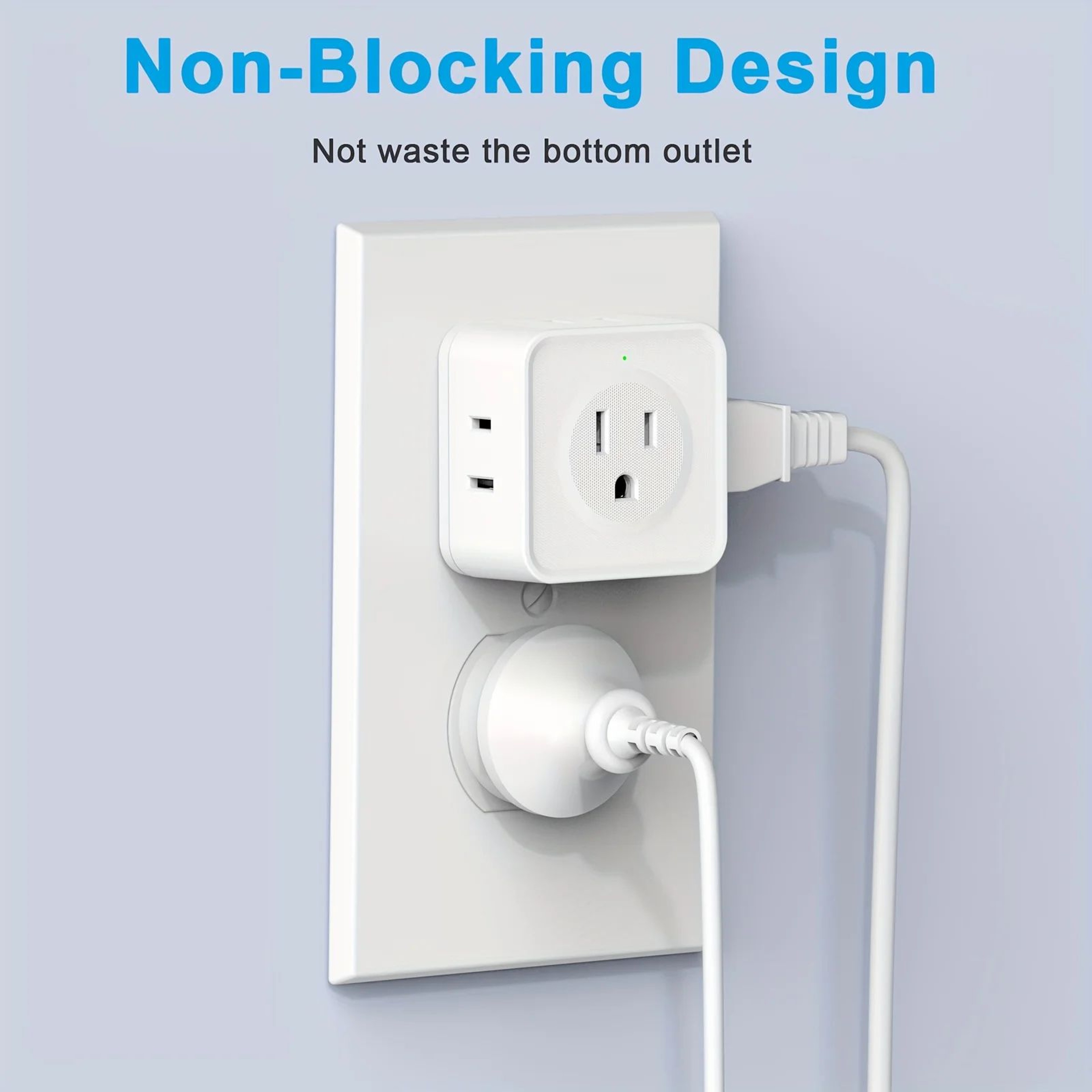 5Way Wall Outlet Extender  Compact Multi Plug Splitter For Home Travel  Office 3