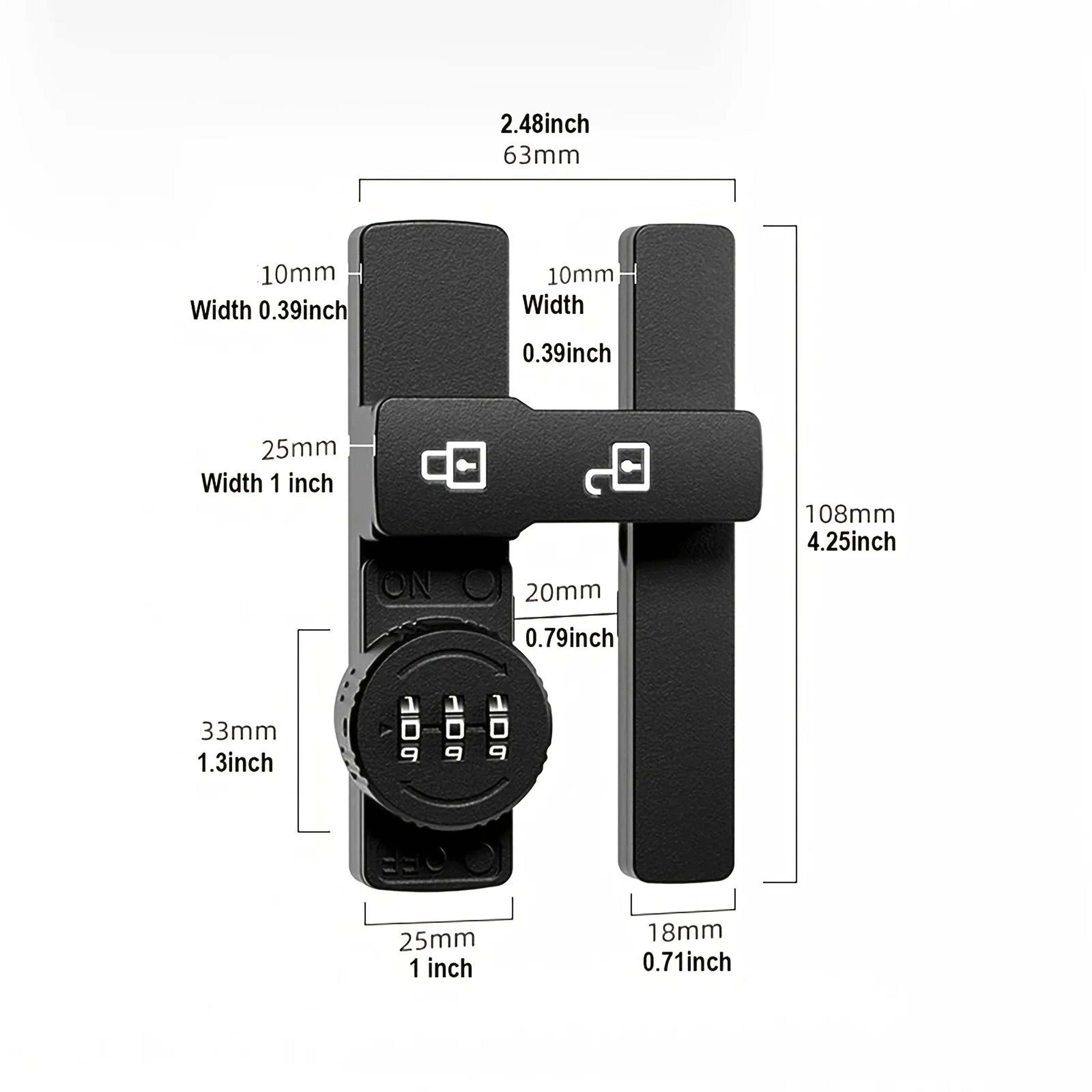 3Digit Combination Sliding Door Lock  180 Barn Door Deadbolt With Luminous Indicator 1
