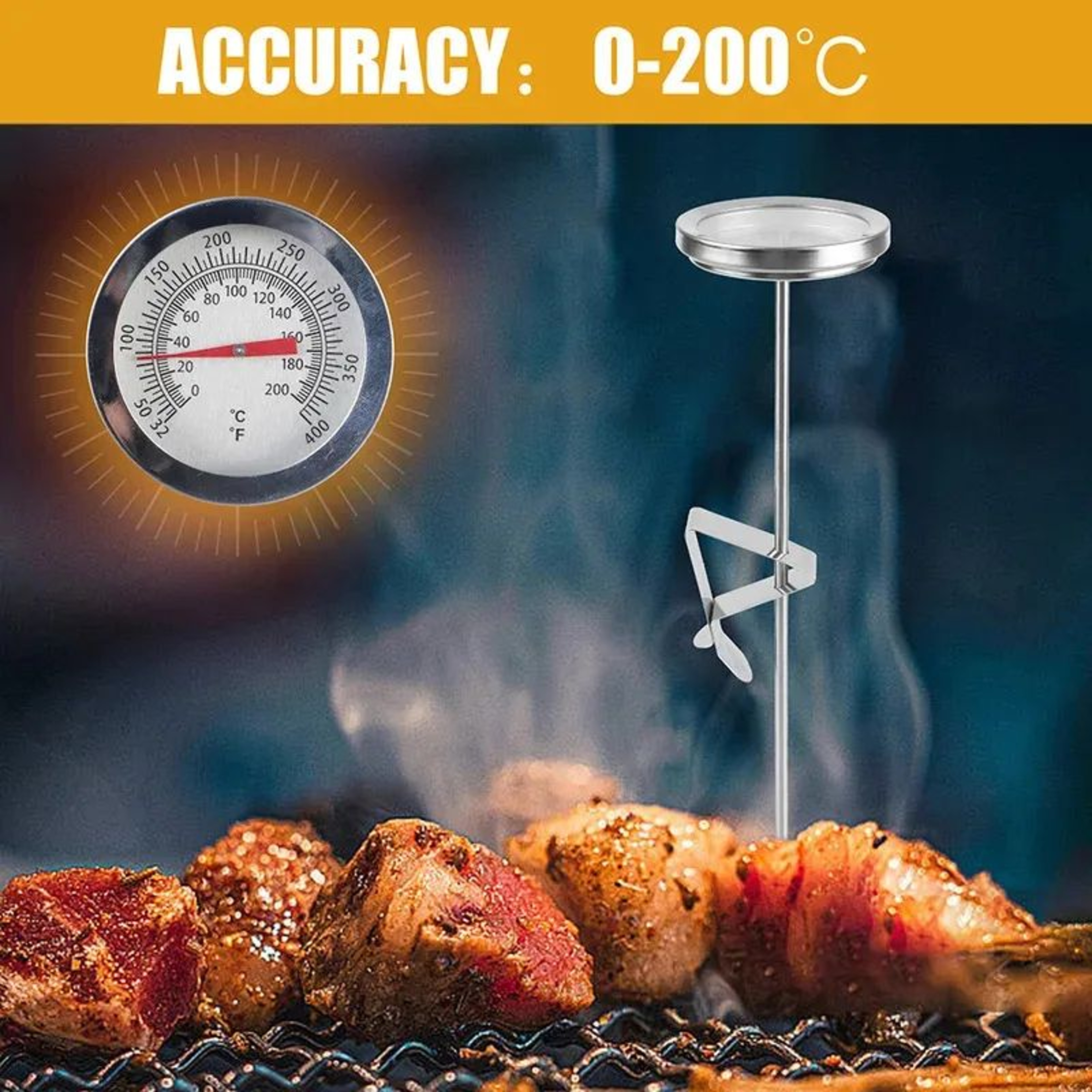 Stainless Steel Food Thermometer  32392F Instant Read Probe For Cooking Milk  Meat 0