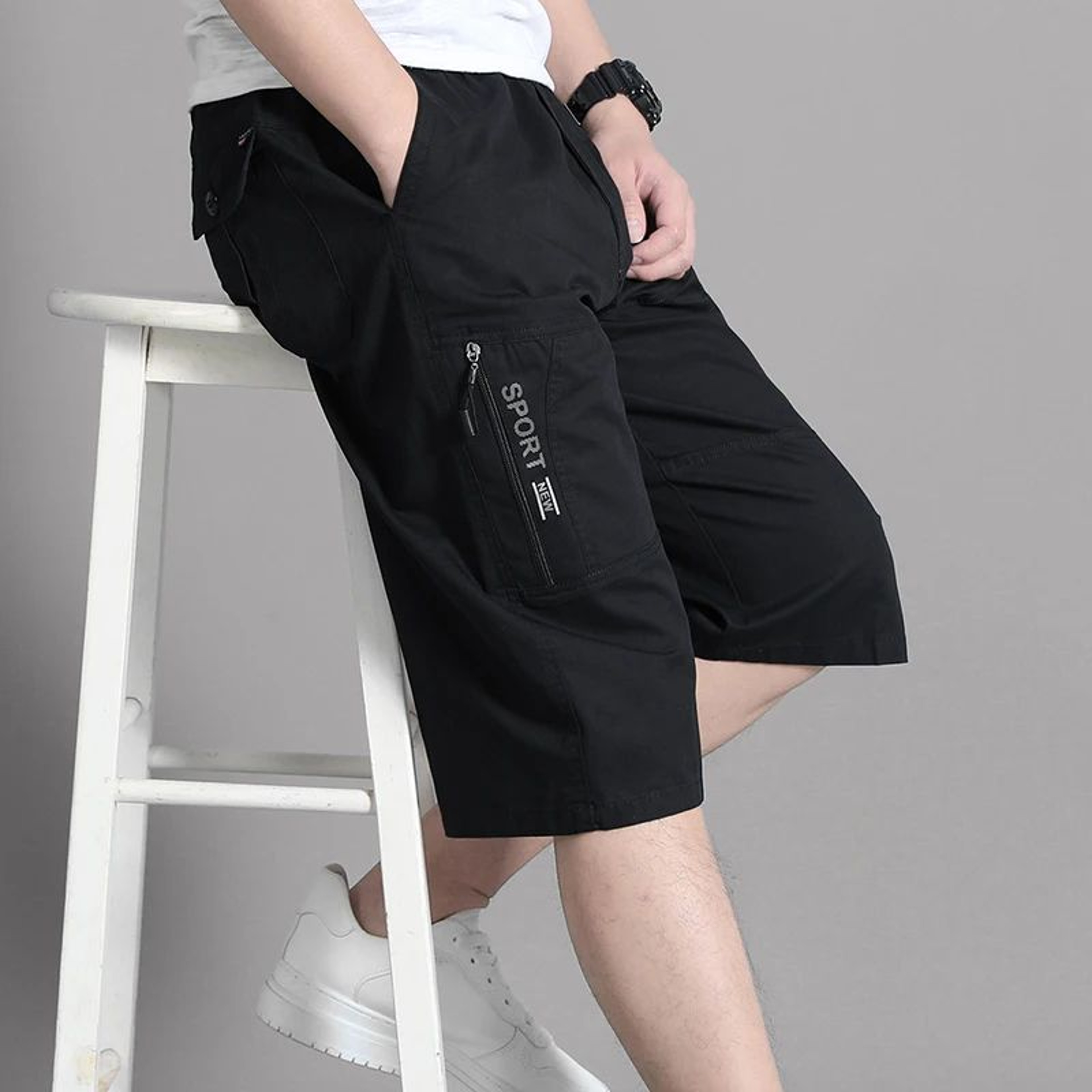 FlexCore Tactical Cargo Shorts  Mens Zipper Pocket Elastic Waist Summer Climbing Jogger Shorts 1