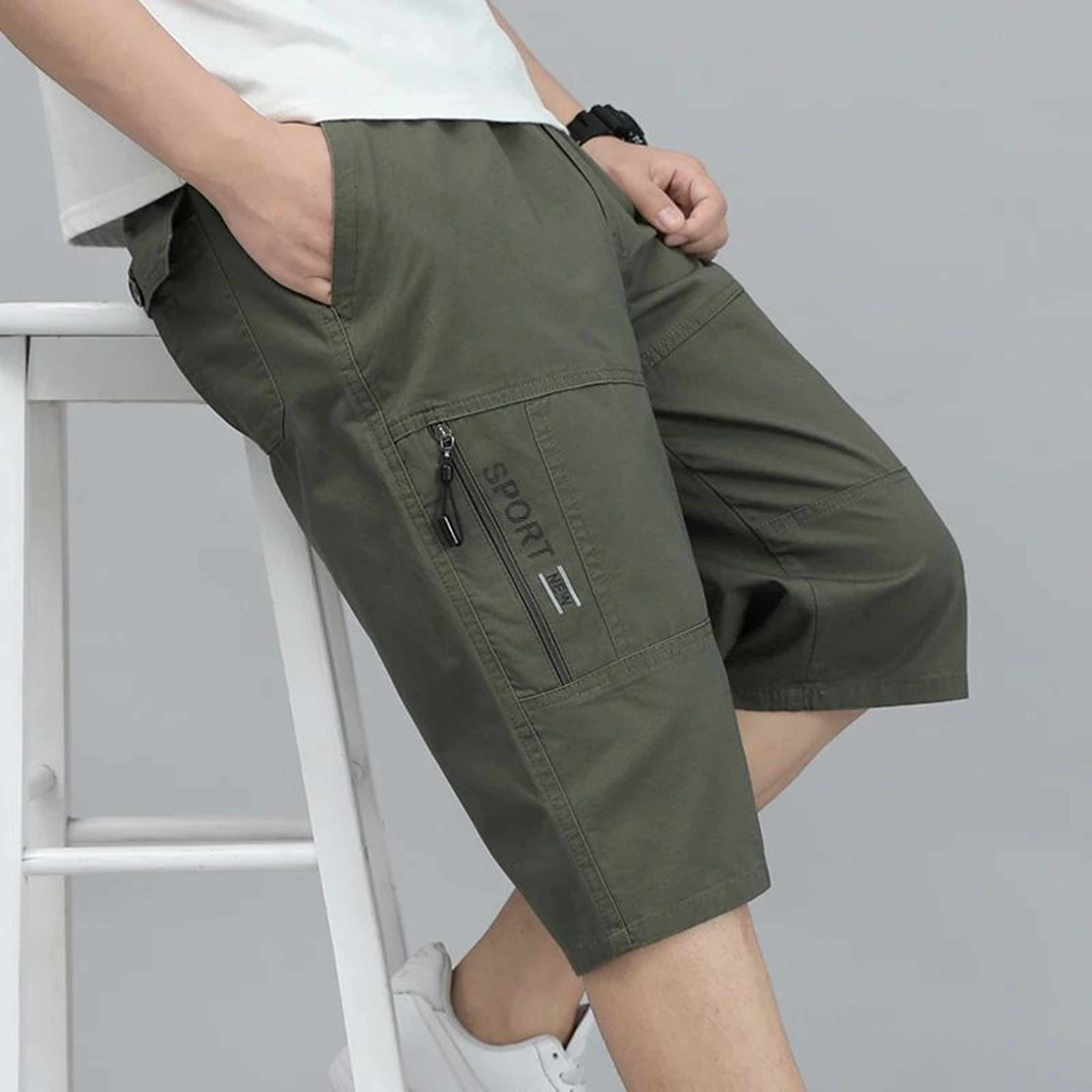 FlexCore Tactical Cargo Shorts  Mens Zipper Pocket Elastic Waist Summer Climbing Jogger Shorts 10