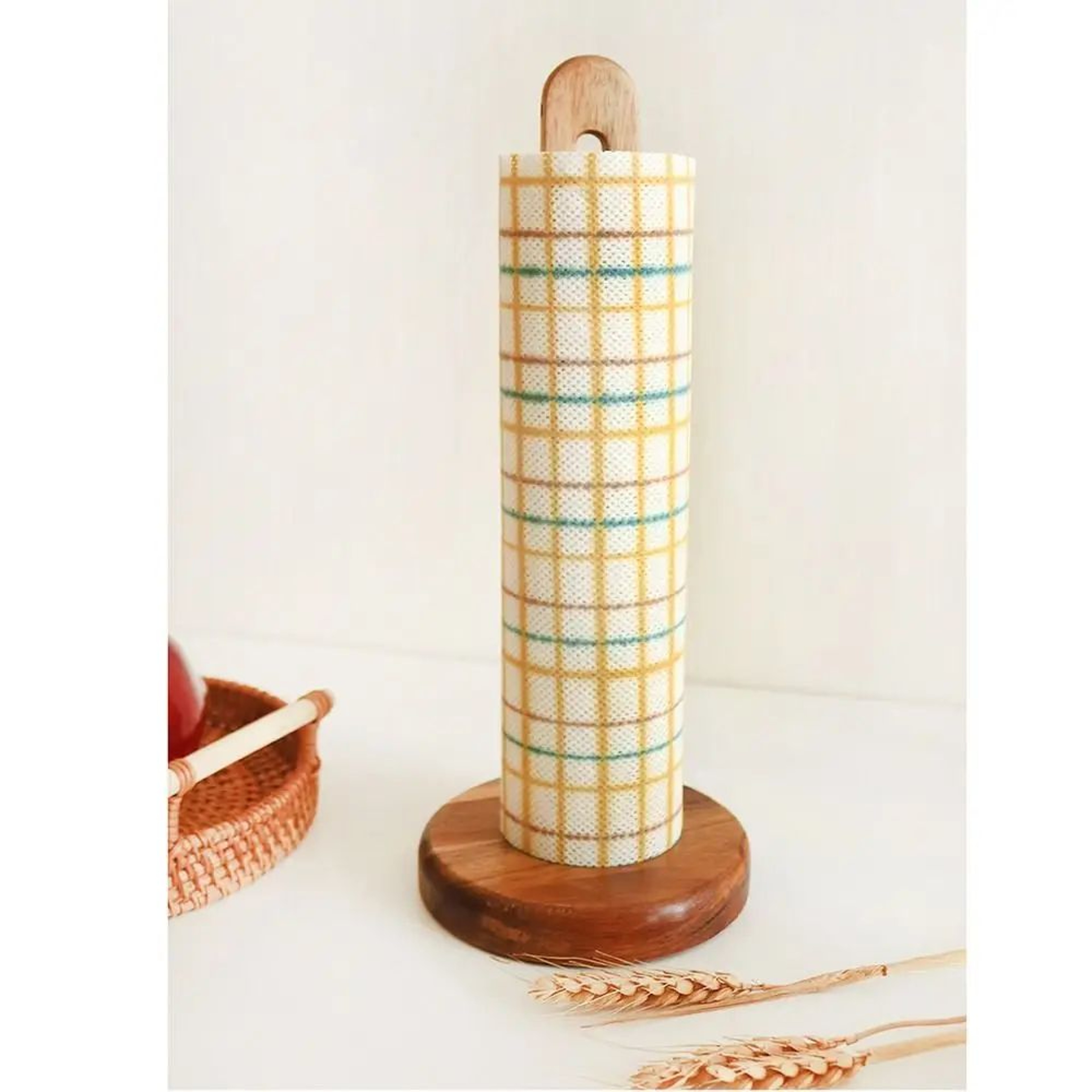 WoodElegance FreeStanding Tissue Holder  Solid Wood NonSlip Paper Roll  Napkin Organizer Rack 2