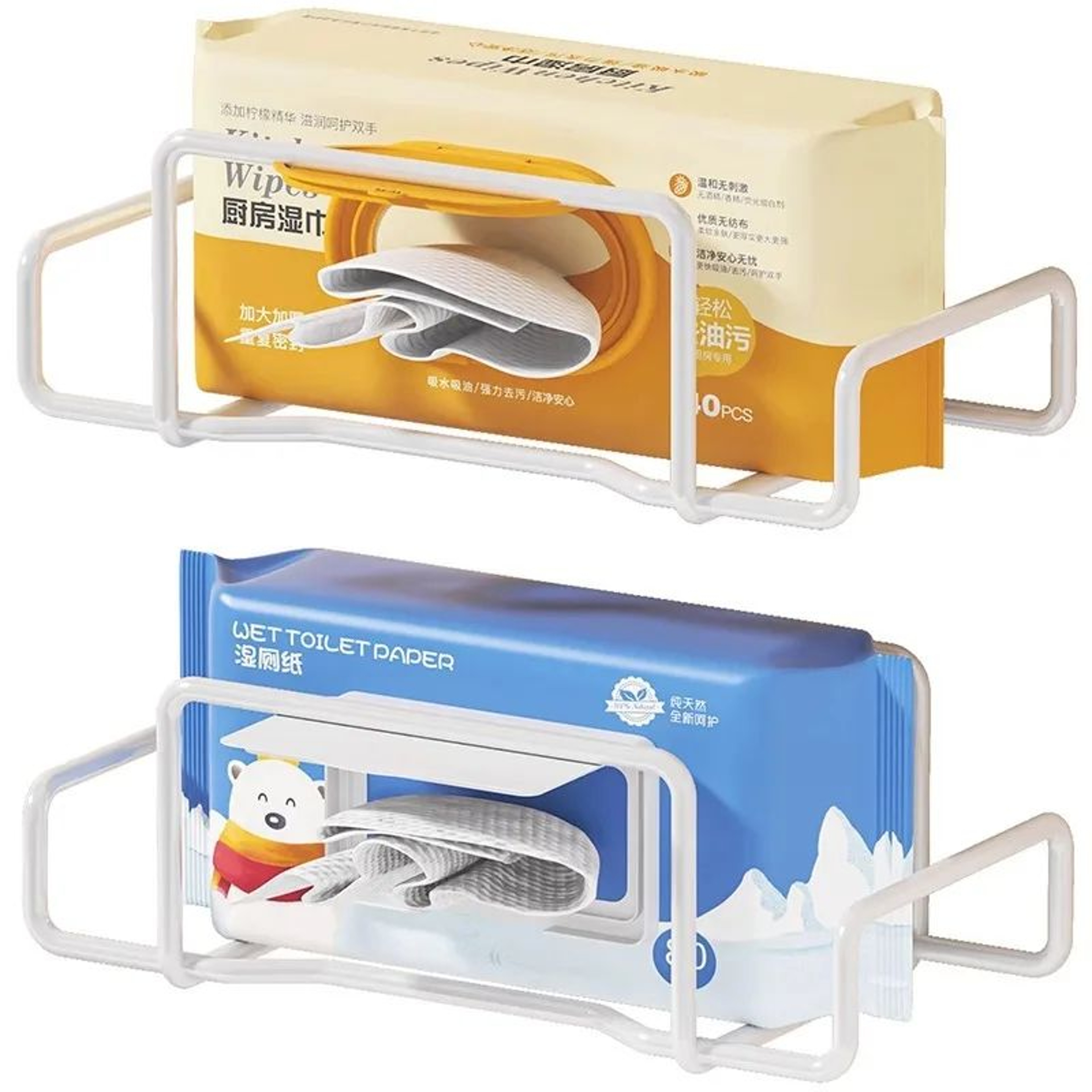 IronHold Wall Mount Paper Towel Dispenser  NonDrill Adhesive Tissue  Wet Wipe Storage Box Organizer 3