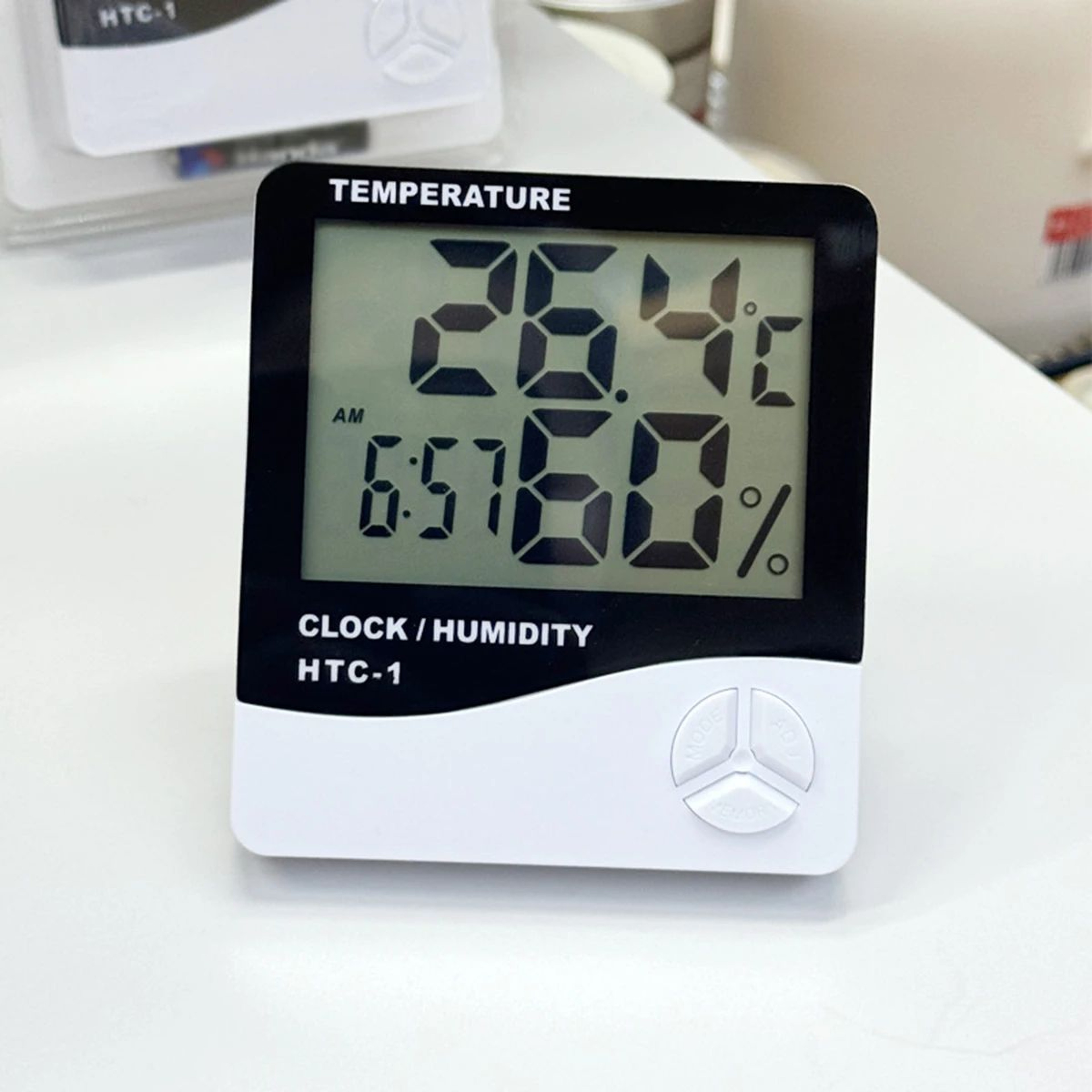 HTC1HTC2 Digital Thermometer Hygrometer  Indoor Outdoor Temperature  Humidity Monitor With Clock 3