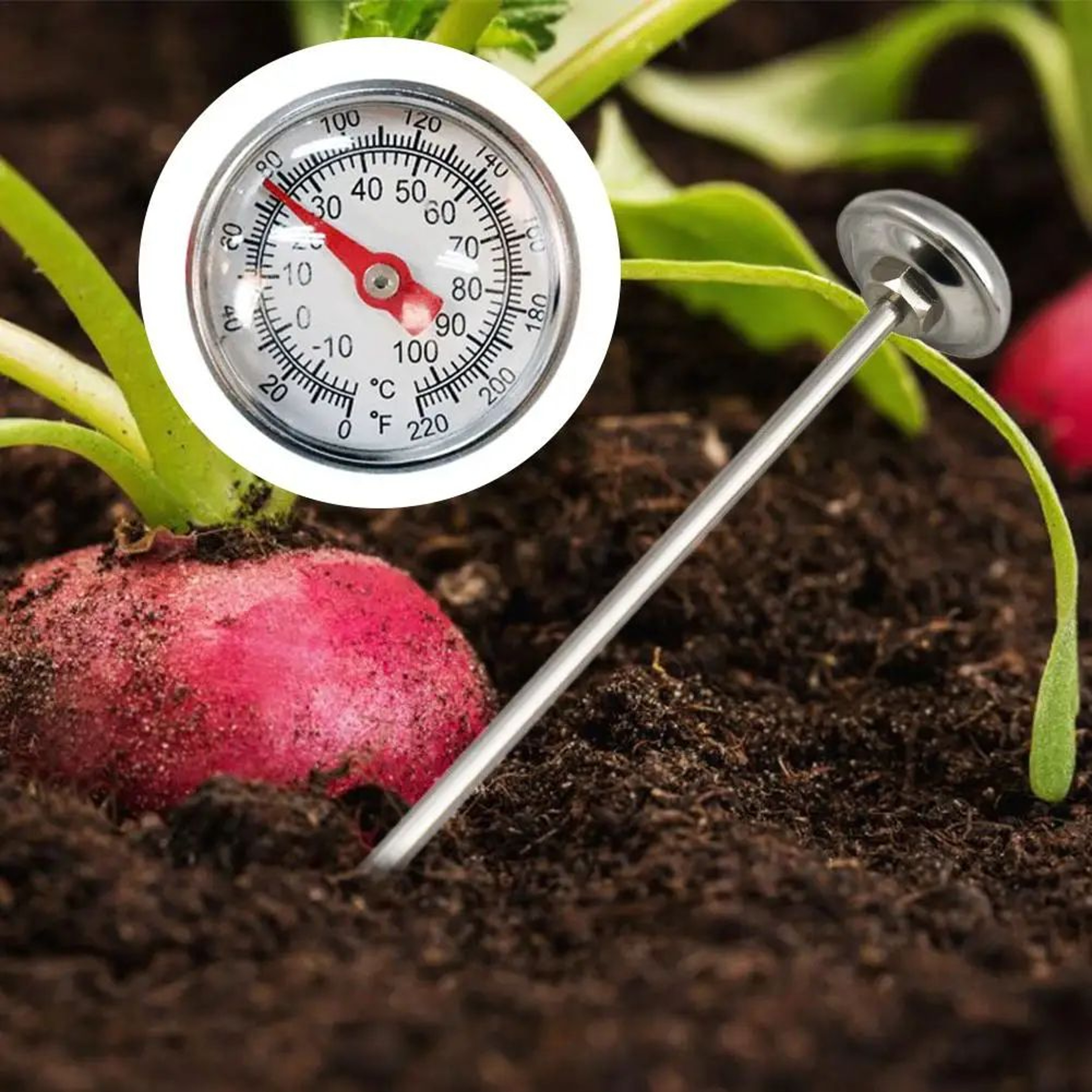 Stainless Steel Soil Temperature Thermometer  High Accuracy Ground  Compost Temperature Meter For G 0
