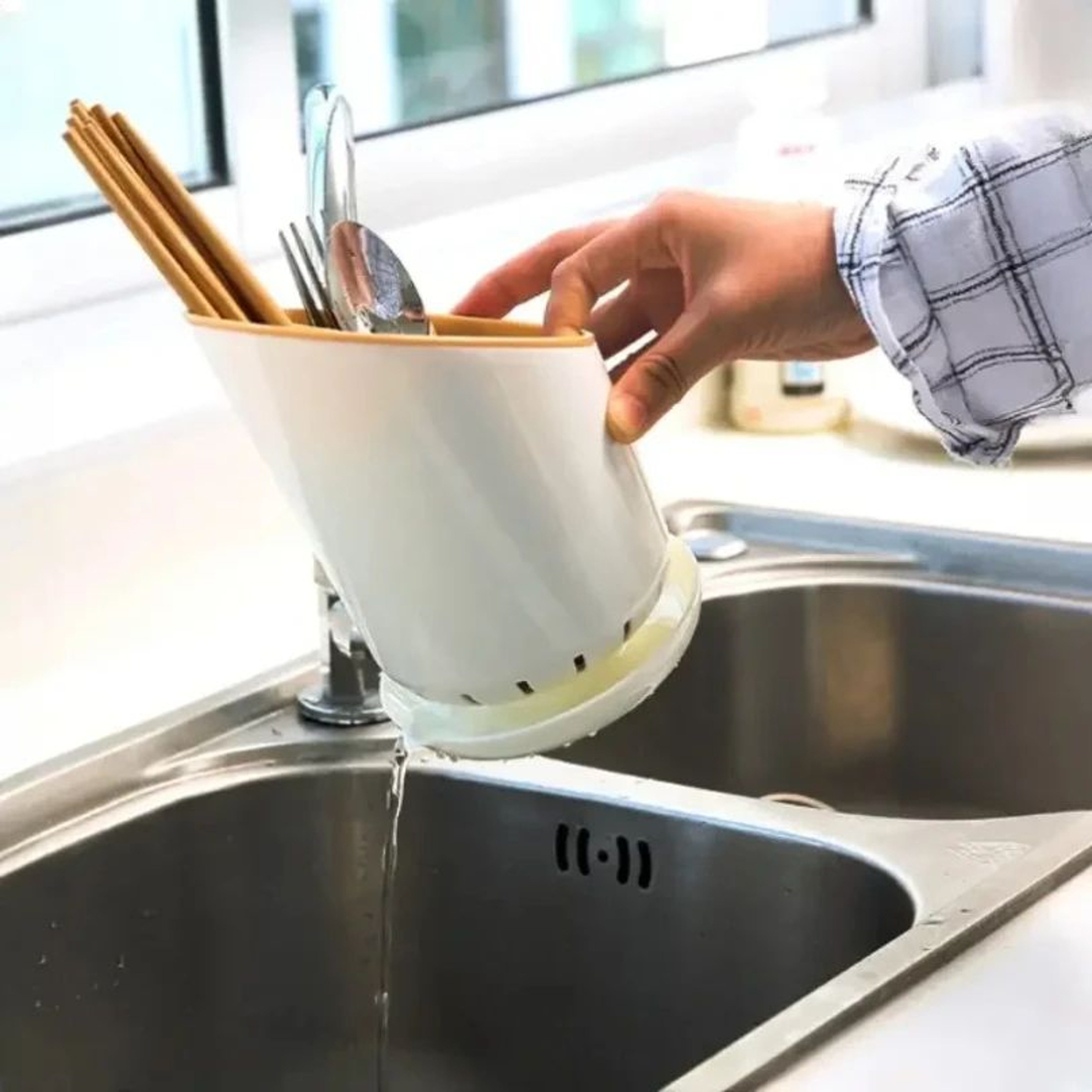 Kitchen Chopstick Holder With Drain Tray  MultiLayer Utensil Storage Organizer Rack 3