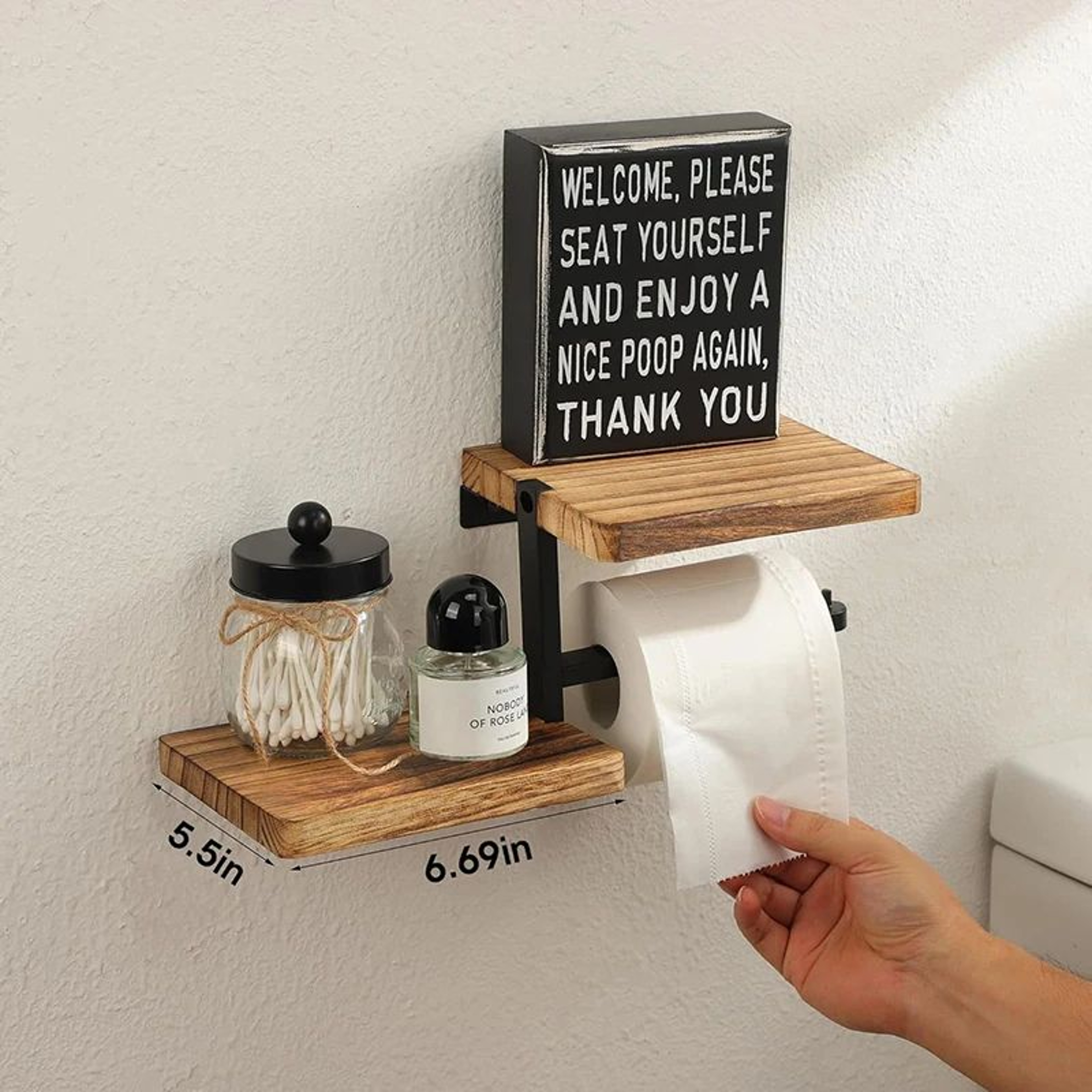 Wooden Paper Towel Holder Stand  SpaceSaving Vertical Countertop Organizer For Kitchen  Bathroom 3