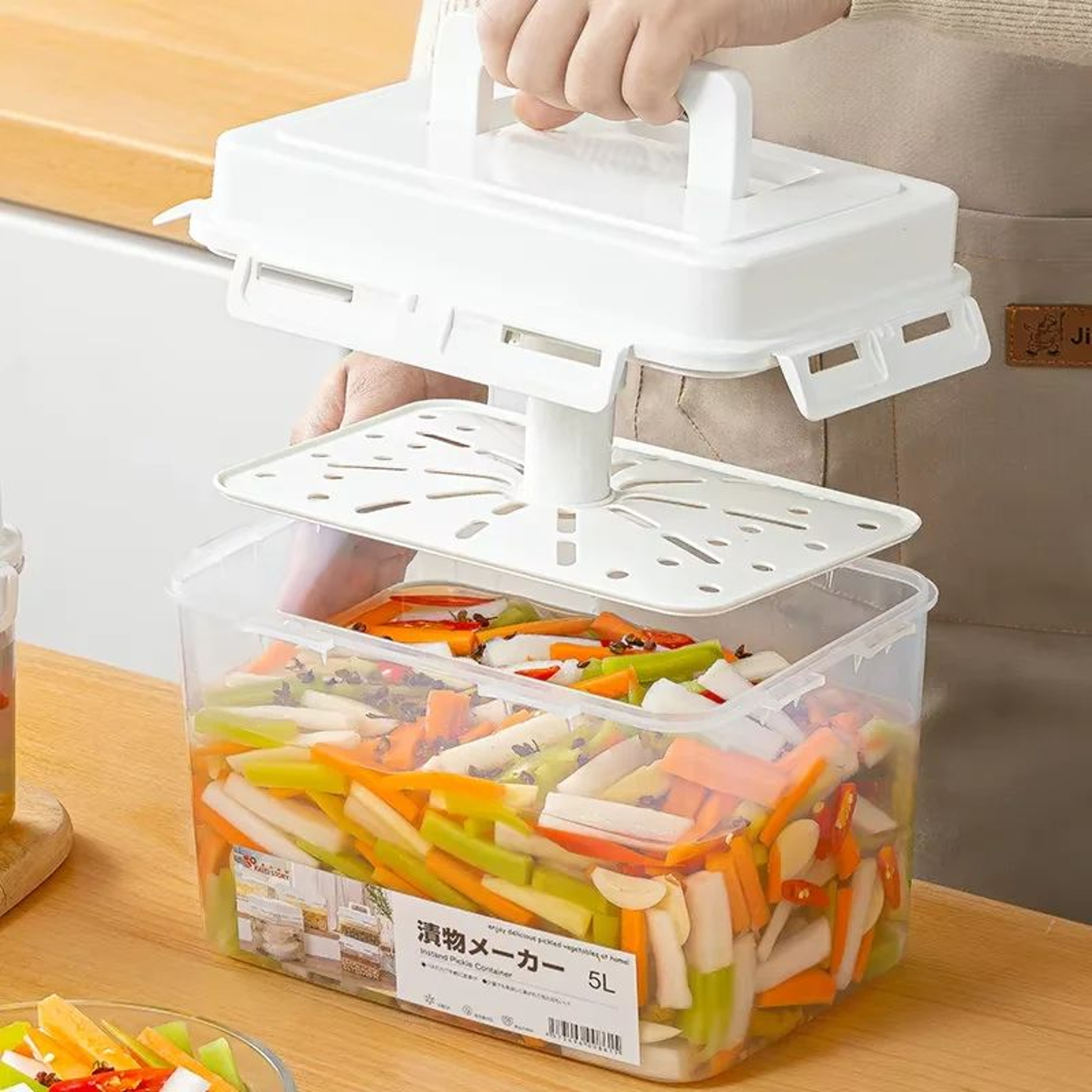 Leakproof Pickle Jar With Press Plate  Airtight Kimchi  Fermentation Storage Container 0