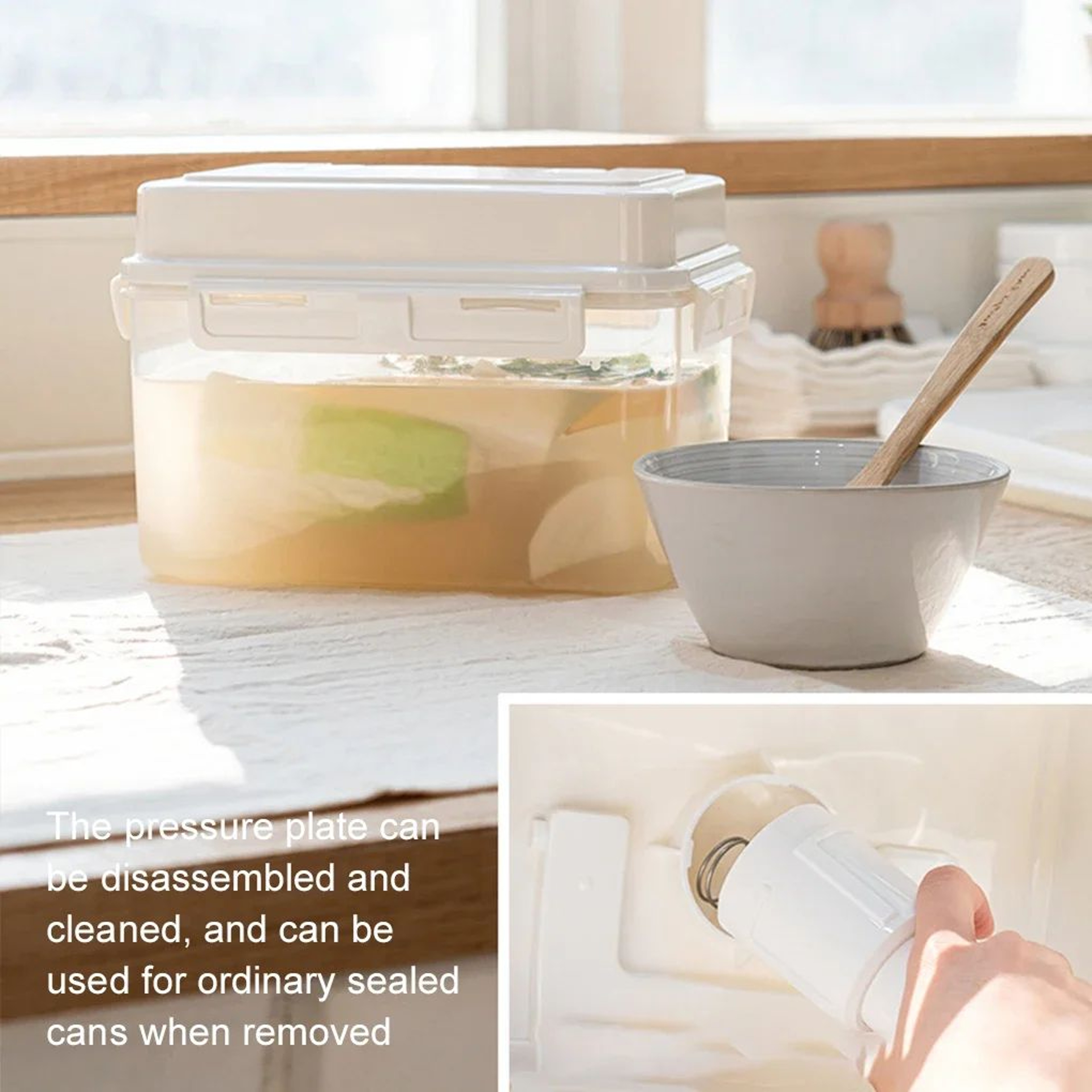 Leakproof Pickle Jar With Press Plate  Airtight Kimchi  Fermentation Storage Container 5