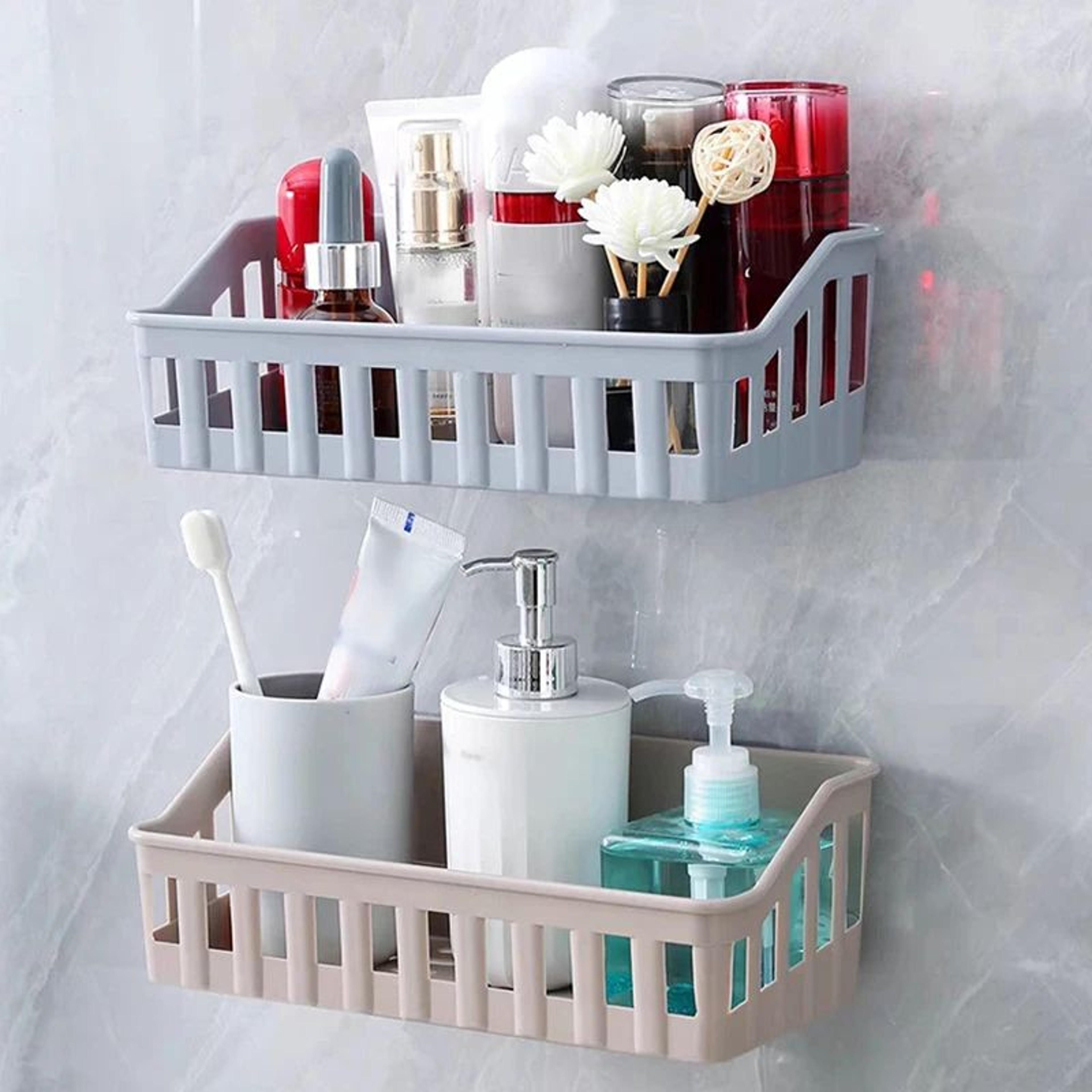 NoDrill Bathroom Shelf Organizer  Wall Mounted Shower Storage Rack For Shampoo  Toiletries 3