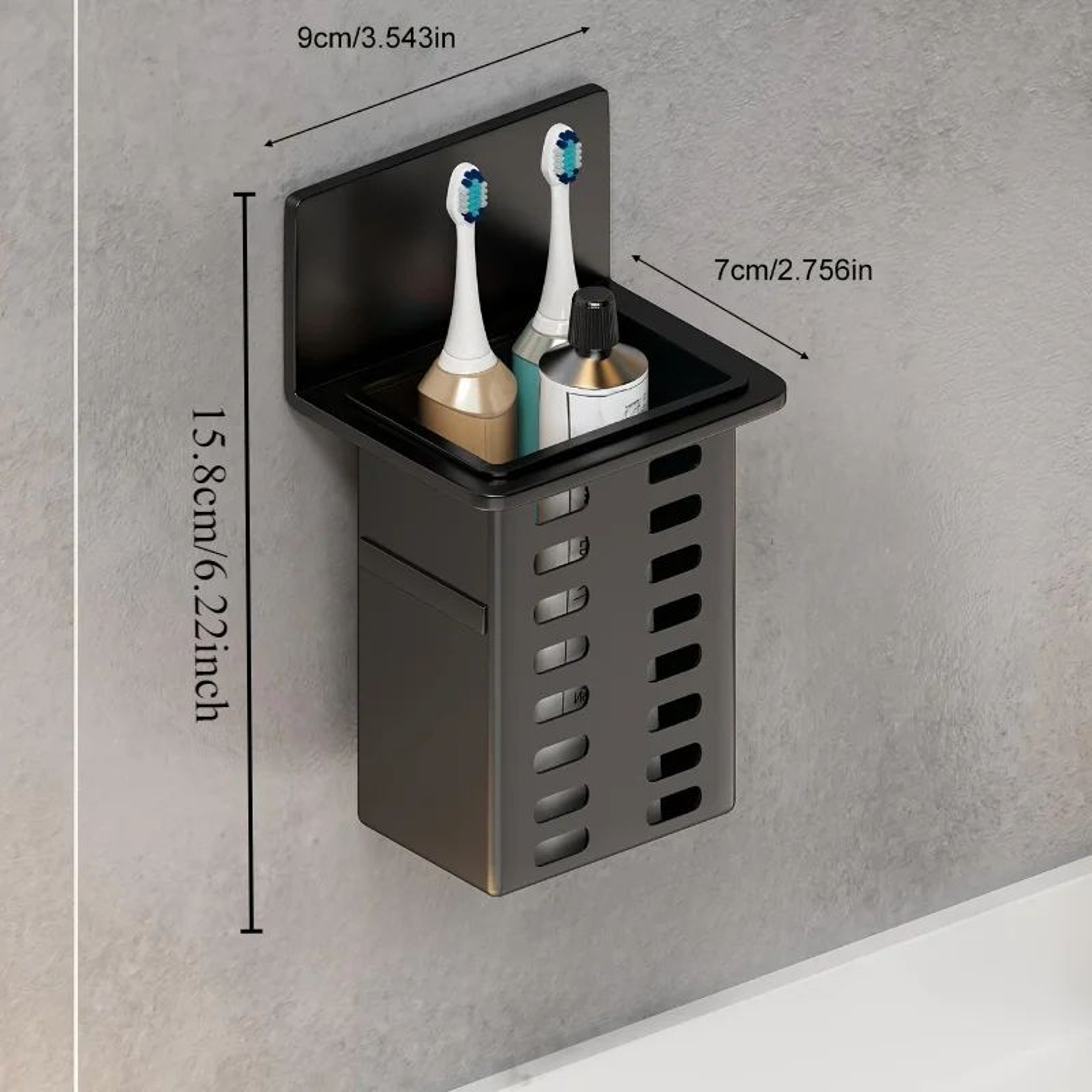 WallMounted Toothbrush Holder Stand  Functional Bathroom Toothpaste  Toothbrush Storage Rack 5