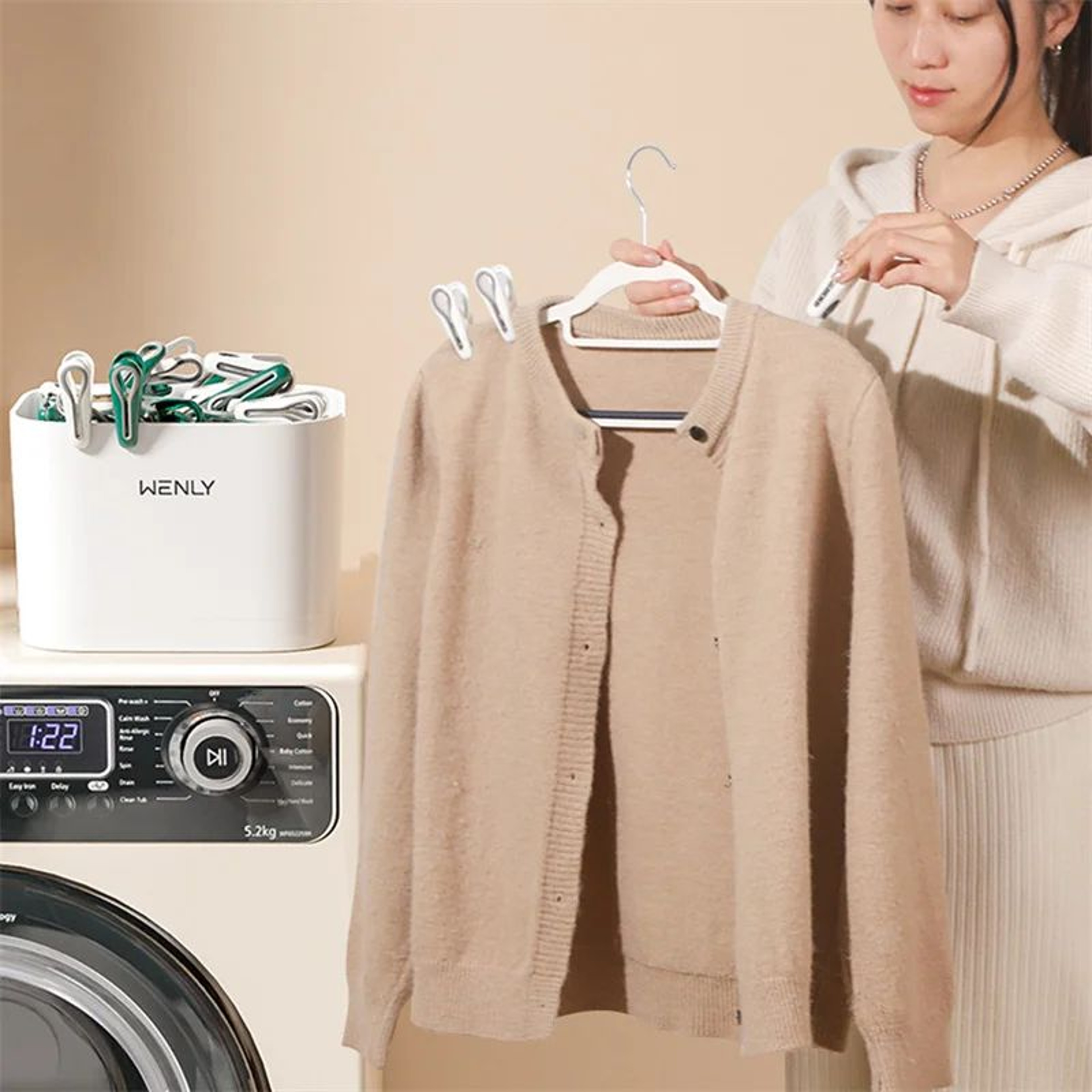 MultiFunctional Laundry Peg Organizer Basket With Durable Plastic Clips  SpaceSaving Clothes Pins S 2