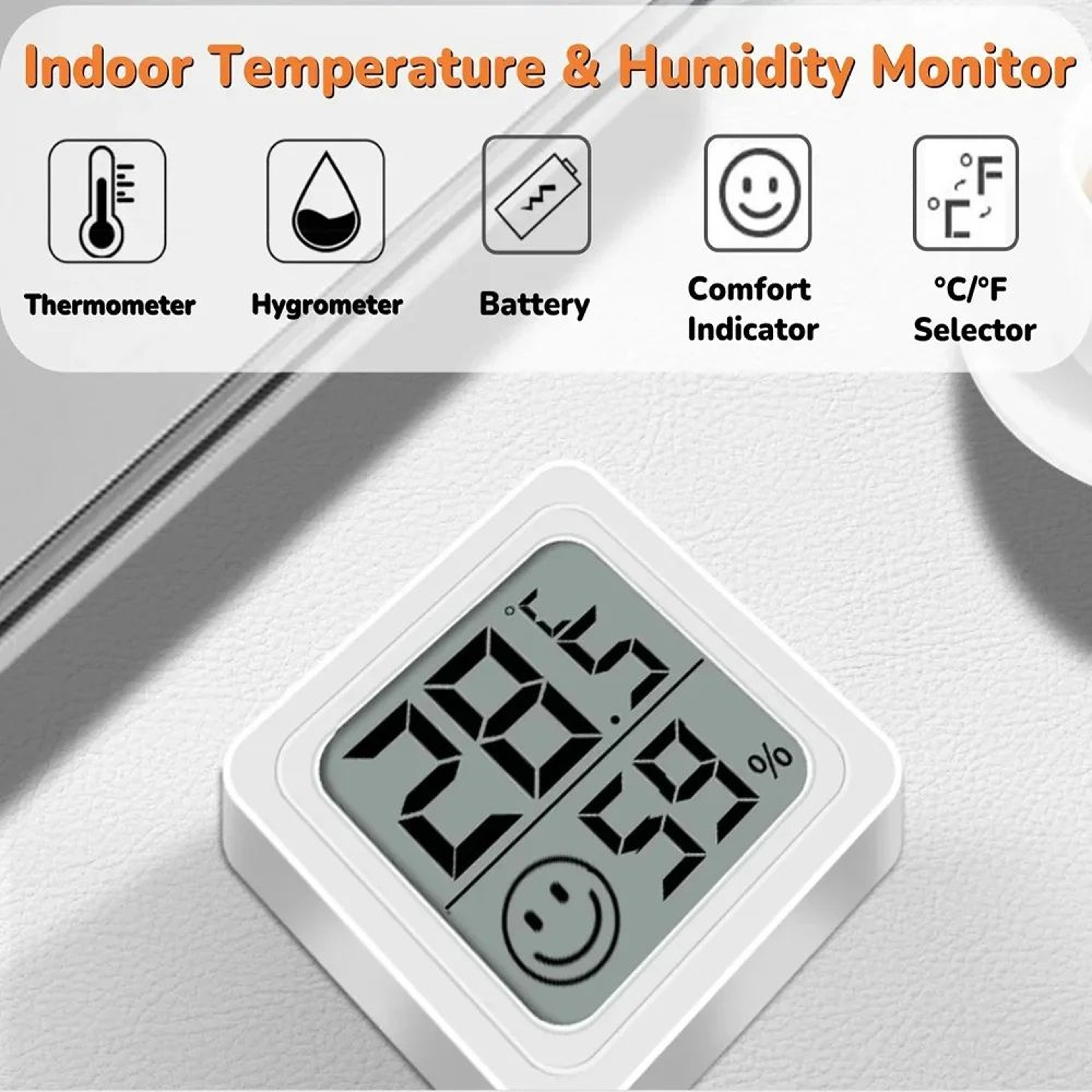 Mini LCD Digital Thermometer  Hygrometer Indoor Temperature Humidity Meter With Comfort Indicator   1