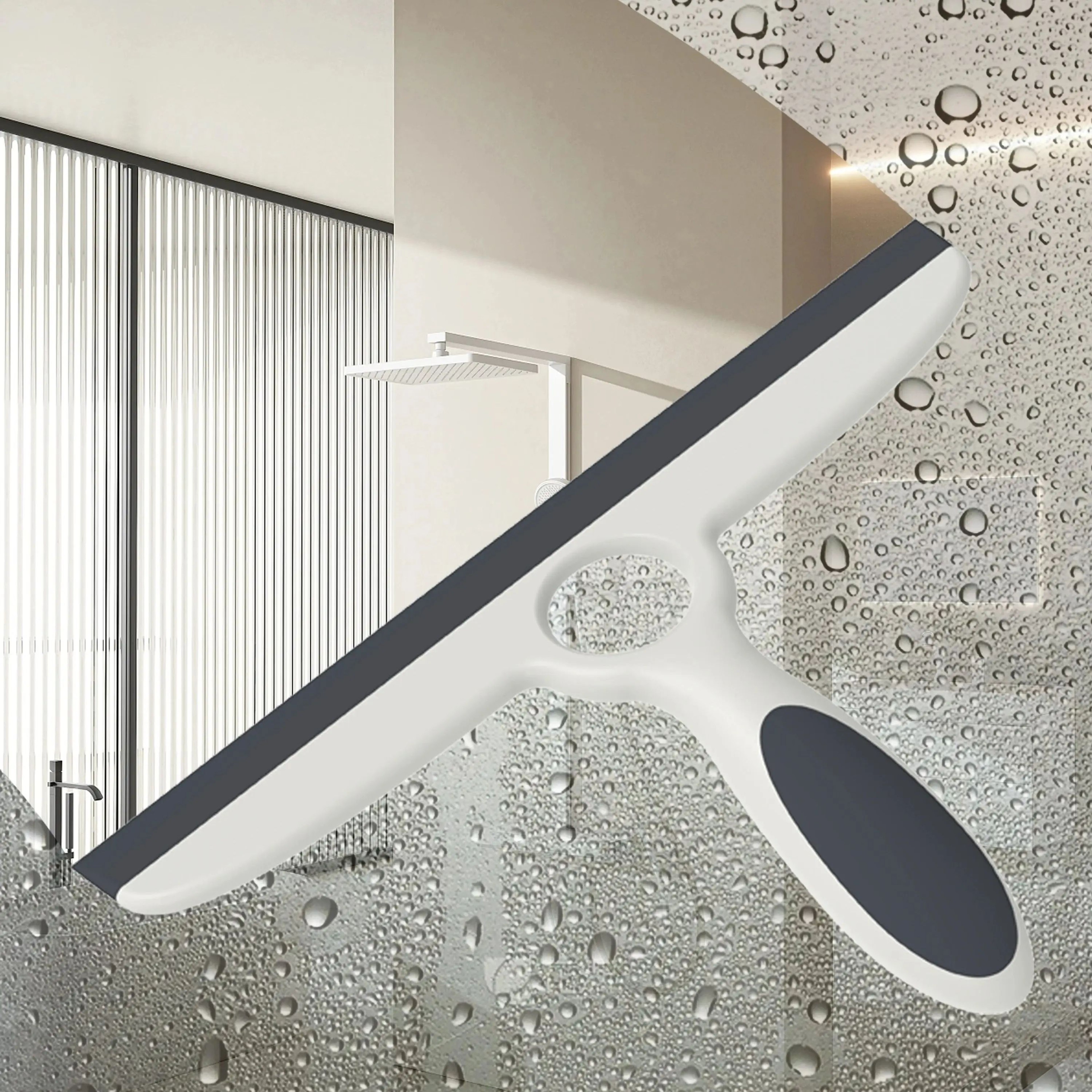 EHOMGUI Silicone Glass Squeegee  StreakFree Window Mirror  Shower Cleaner With Suction Hook 0