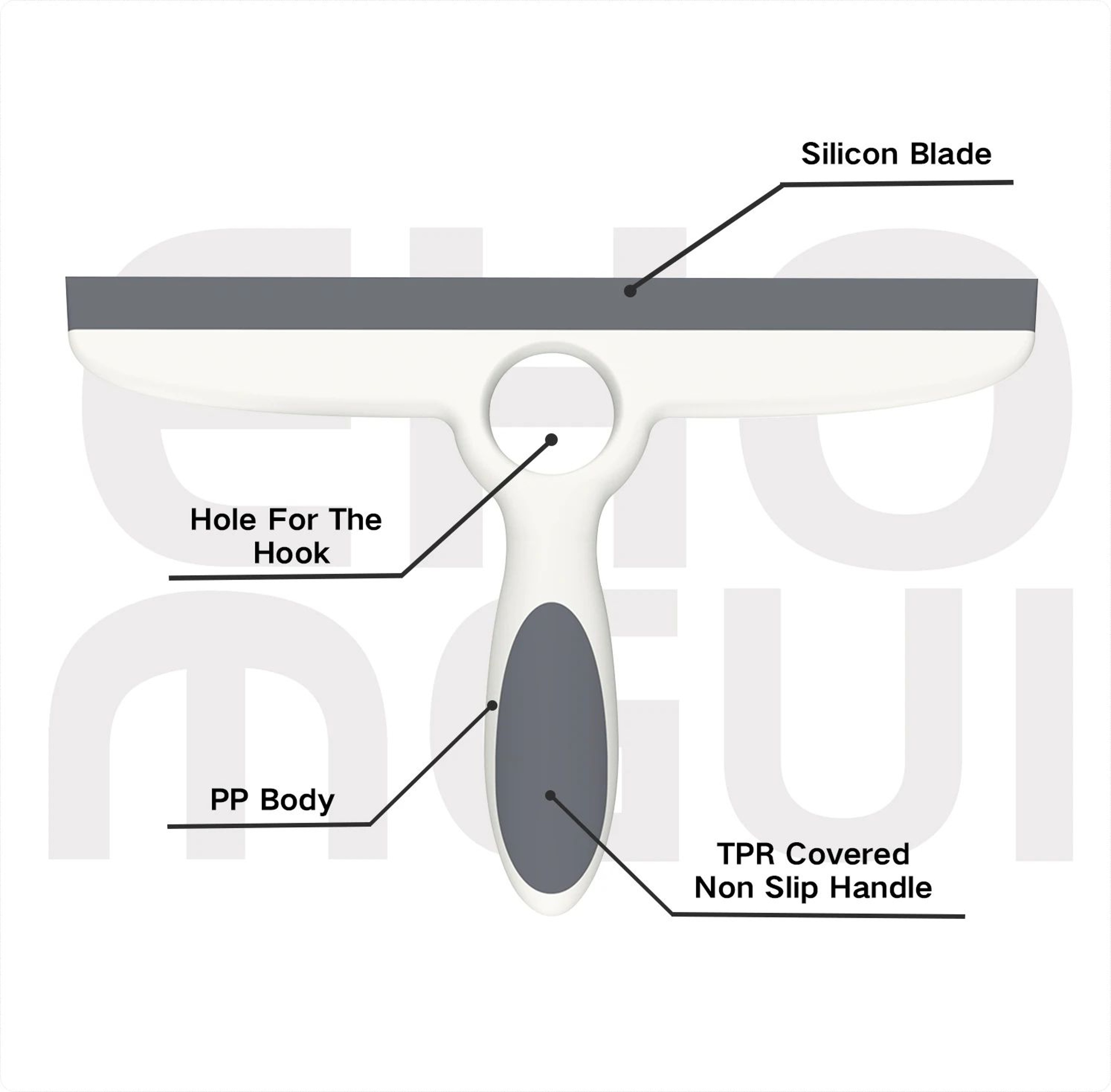 EHOMGUI Silicone Glass Squeegee  StreakFree Window Mirror  Shower Cleaner With Suction Hook 3