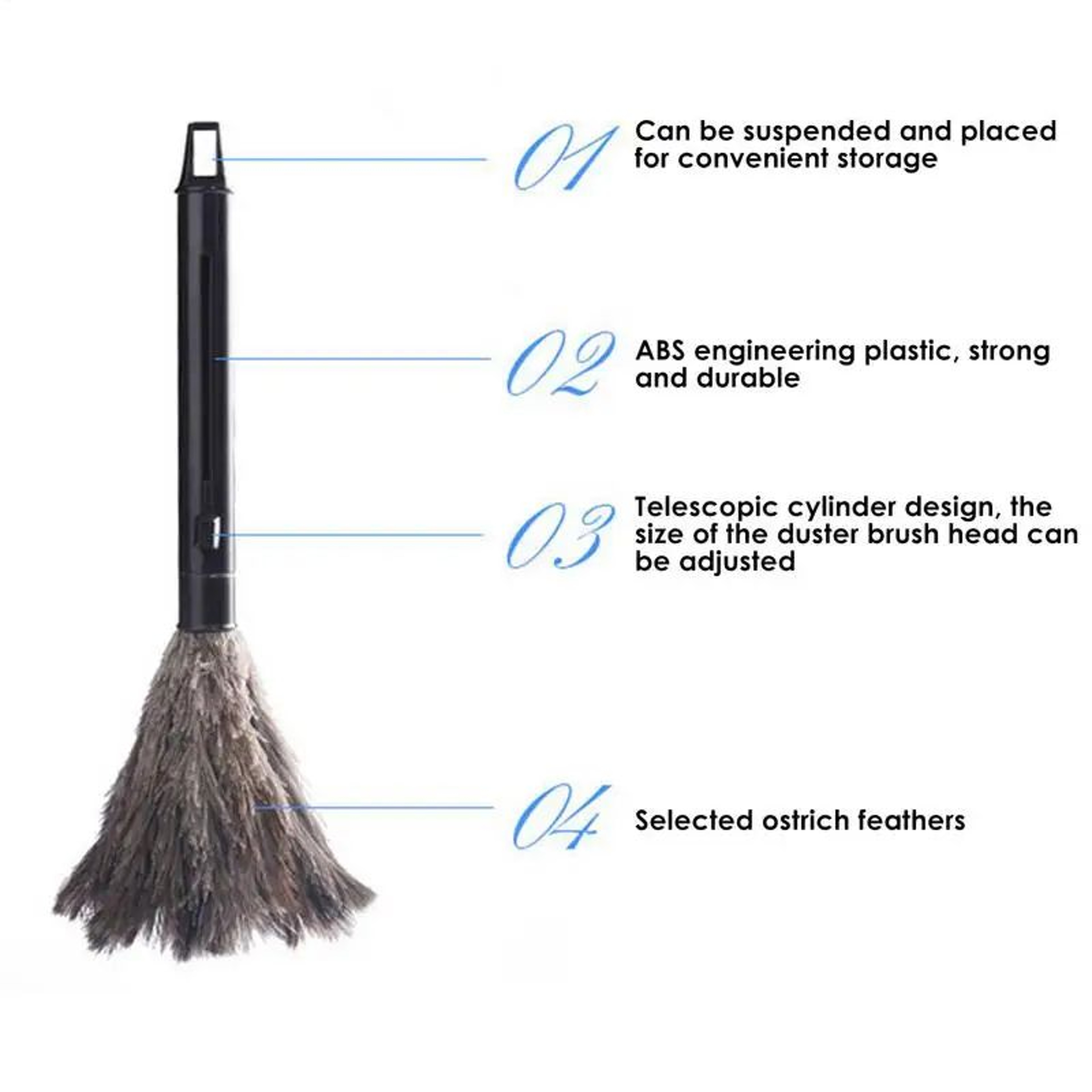 Telescopic Feather Duster  AntiStatic Extendable Cleaning Brush With Plastic Handle For Home  Car 2