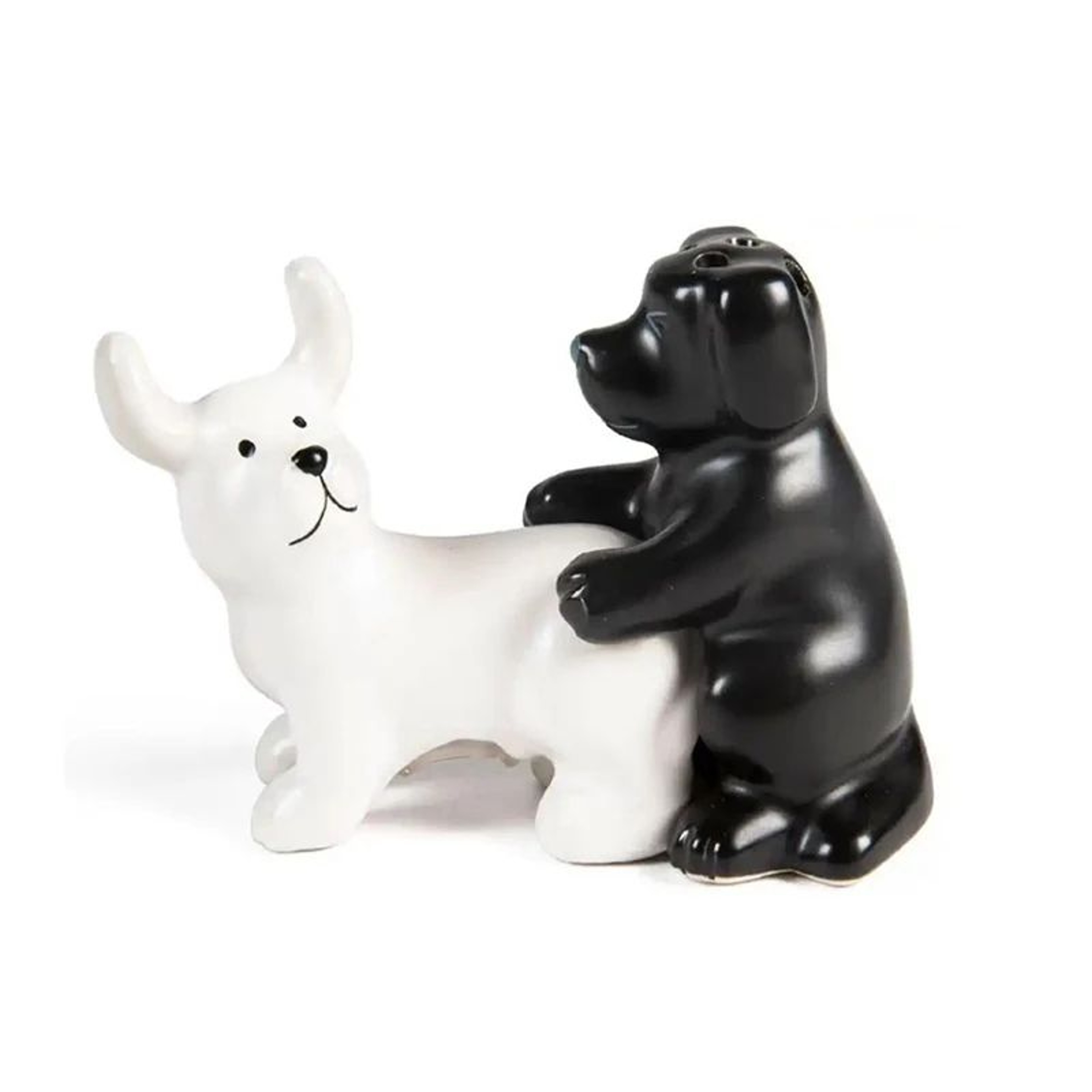 PupSpice Ceramic Dog Salt  Pepper Shaker Set  Black  White Novelty Kitchen Spice Jars 1