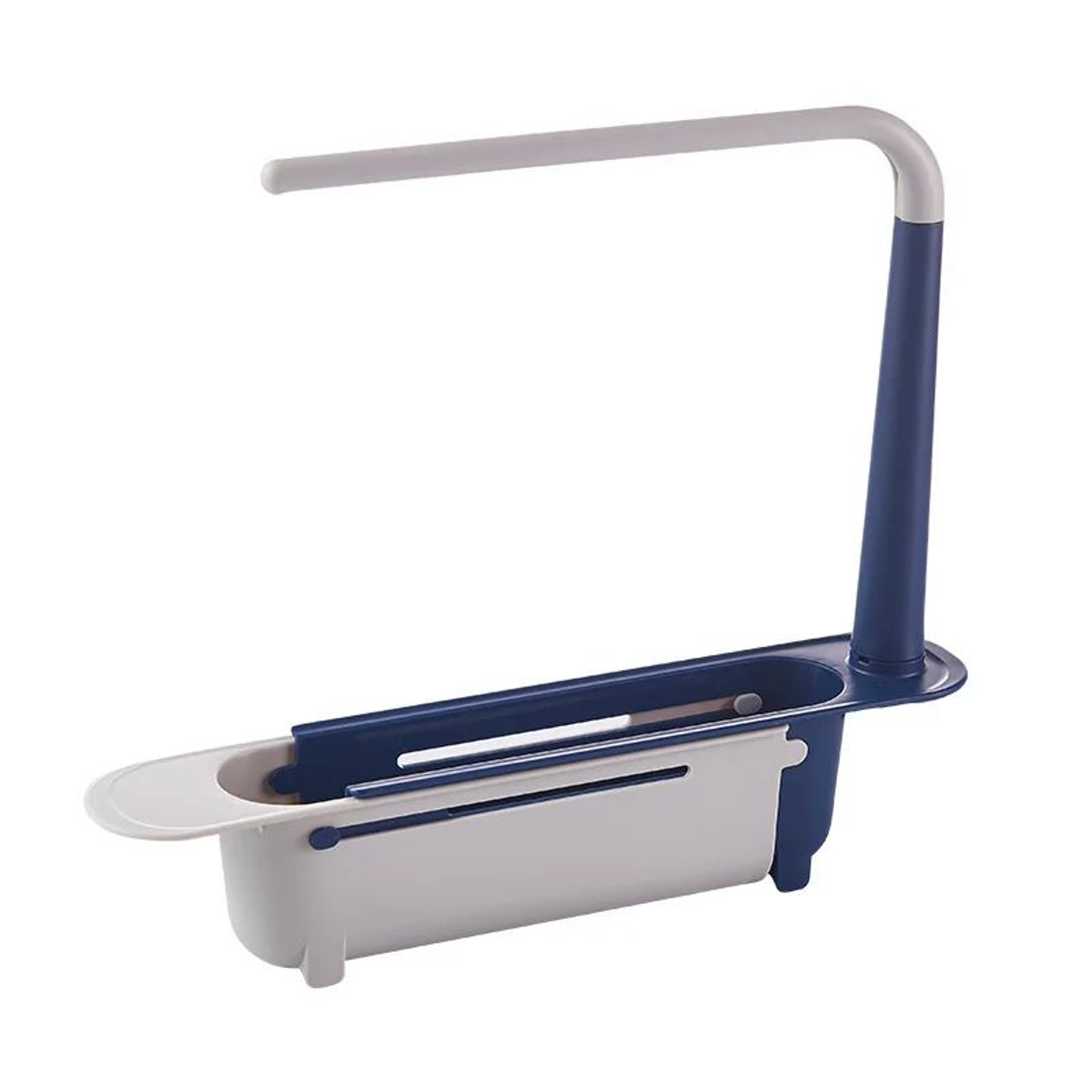 ExtendoSink Telescopic Sink Organizer Rack  Adjustable Soap Sponge Holder With Drain Basket  Towel  6