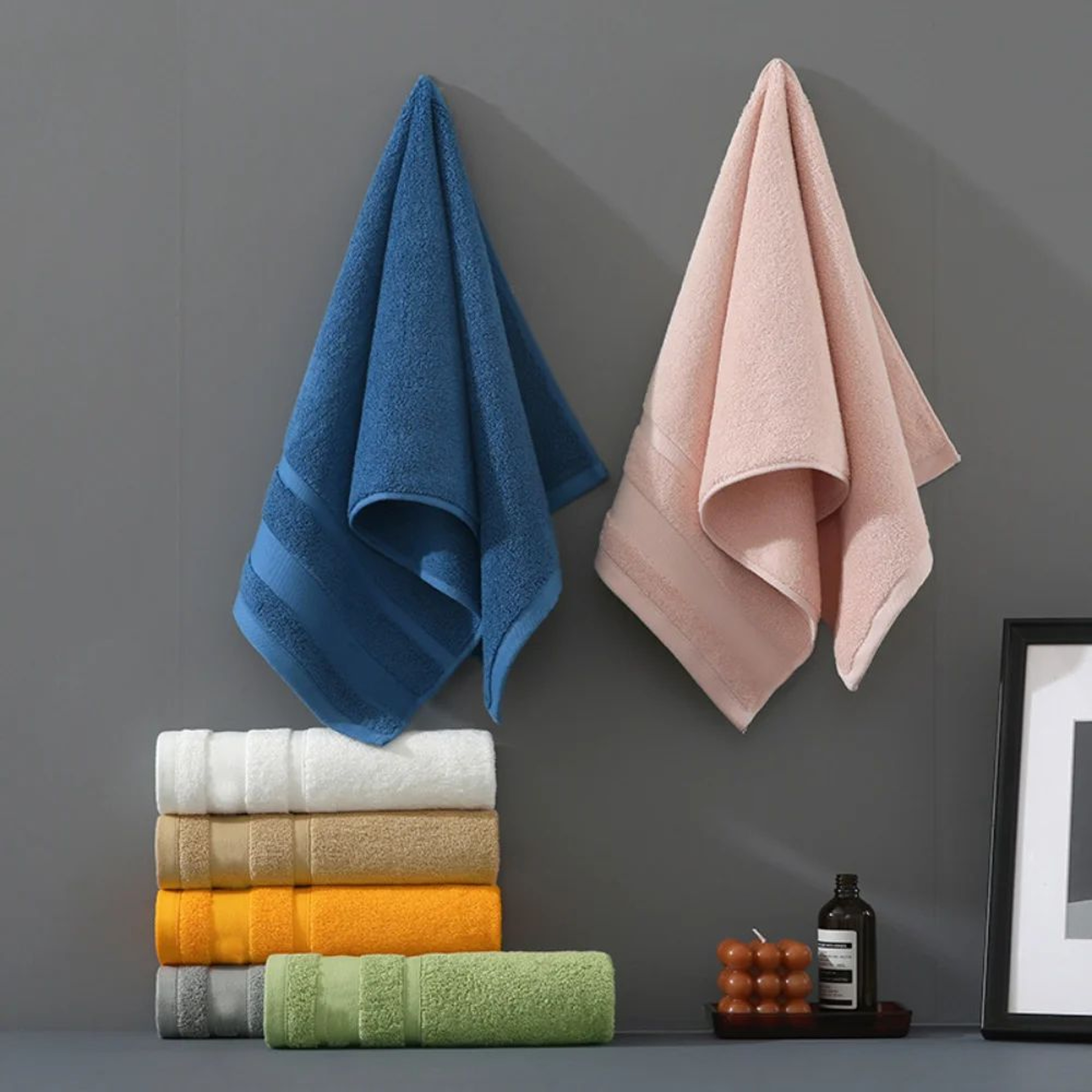 PureSoft Cotton Towel Set  UltraAbsorbent Bath  Hand Towels In Multiple Sizes Gift Set 1