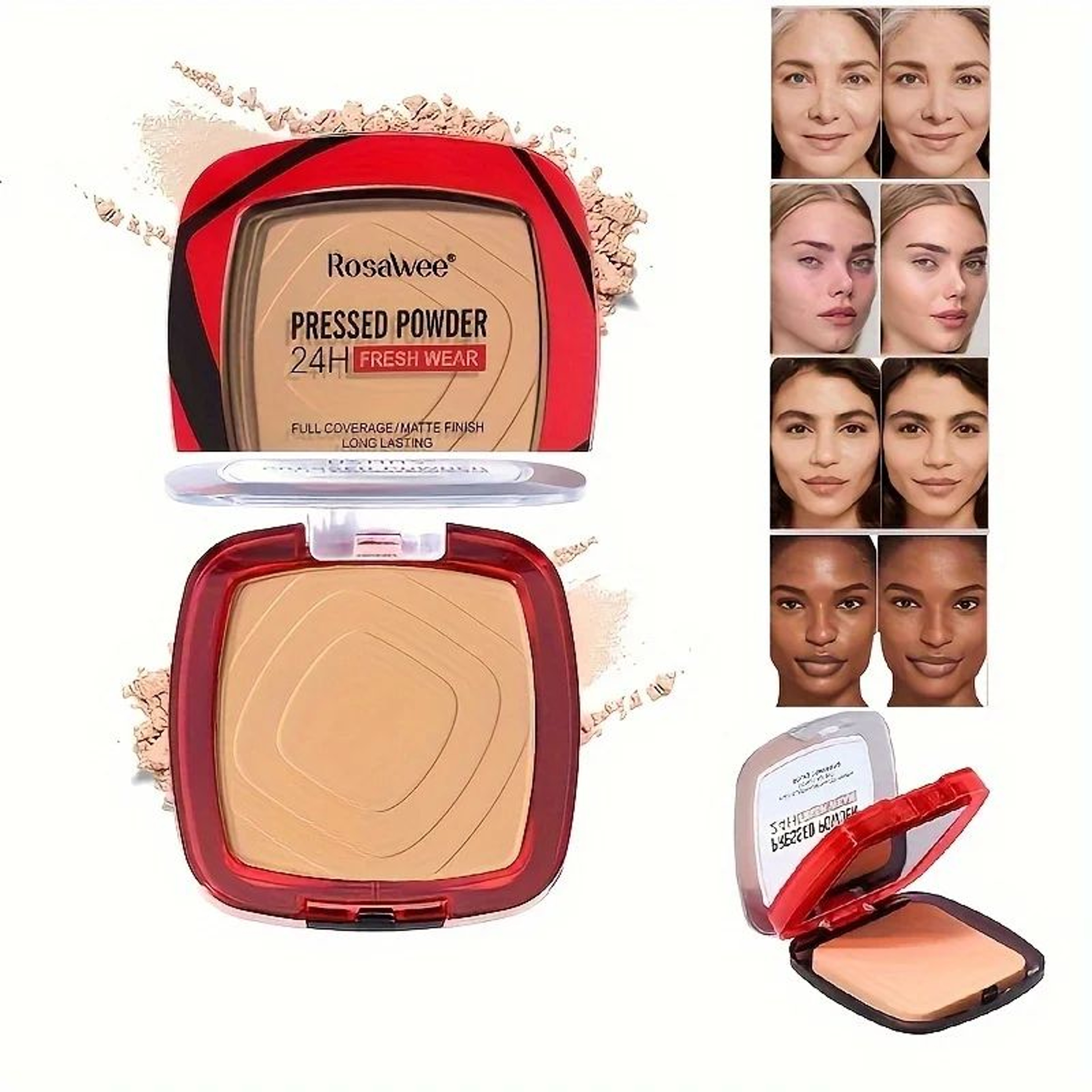 FlawlessMatte 24H Pressed Powder Foundation  Full Coverage Weightless Finishing Powder With Puff 0