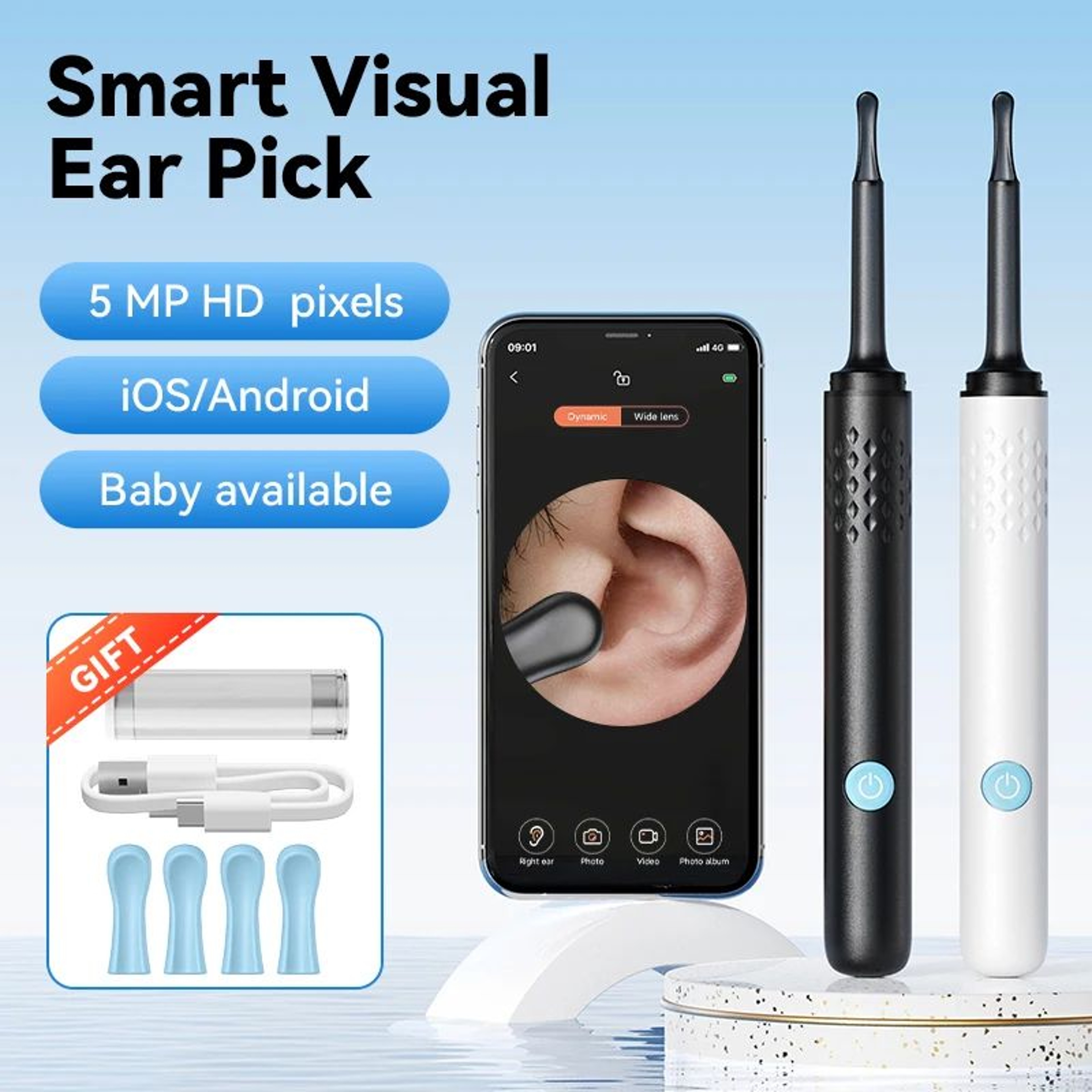 ClearView WiFi Ear Cleaner Camera  HD Otoscope Ear Wax Removal Tool With LED Lights 0