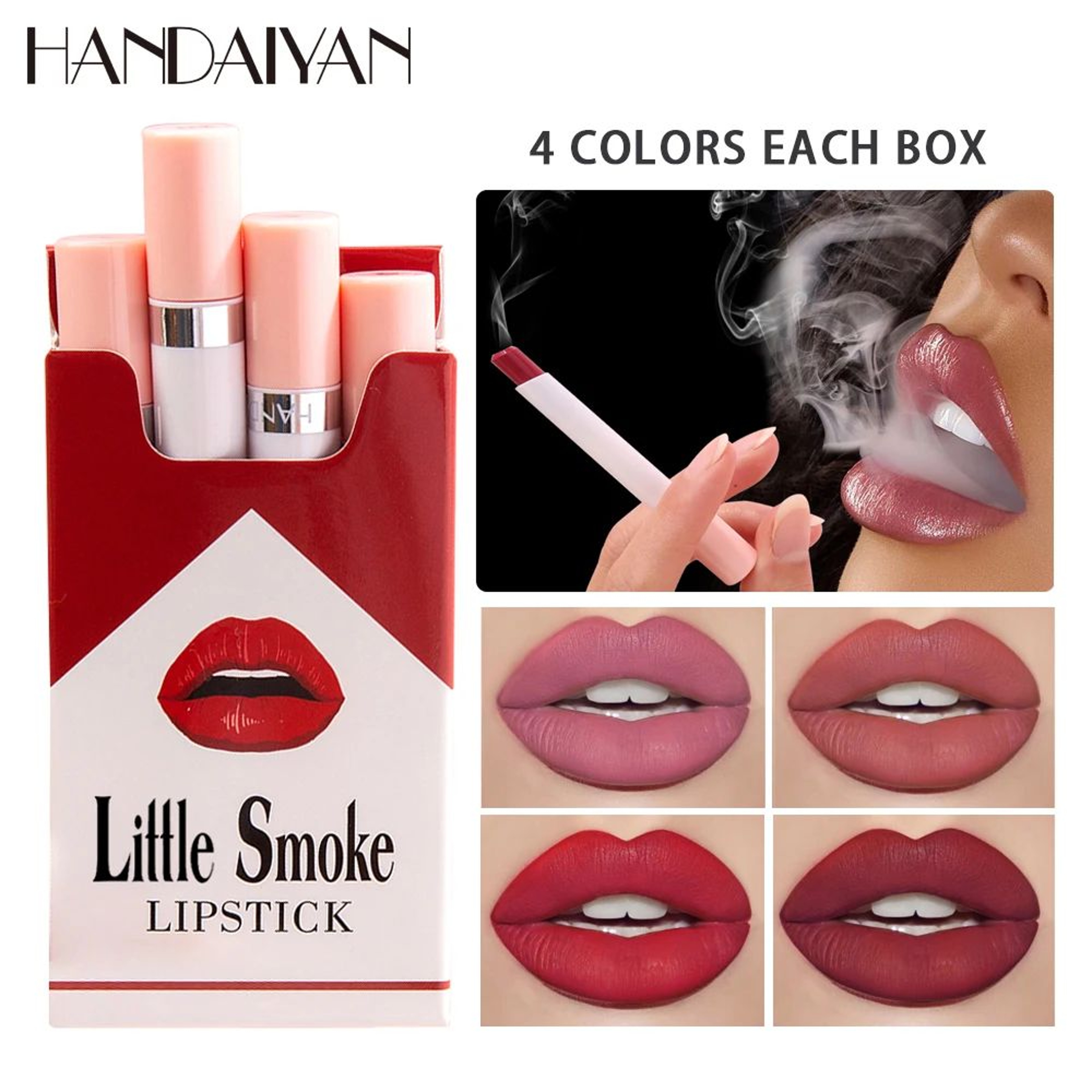 Handaiyan Velvet Matte Lipstick Set  LongLasting Small Cigarette Lipsticks 4pcs 0